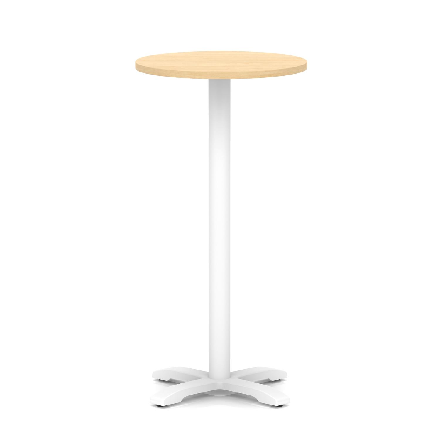 Italia 600mm Poseur Round Table Maple Top 1170mm High White Leg Cross Base
