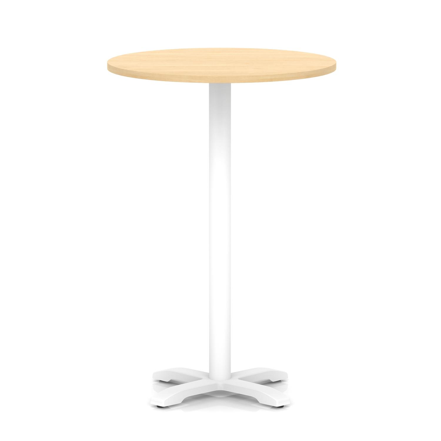 Italia 800mm Poseur Round Table Maple Top 1170mm High White Leg Cross Base