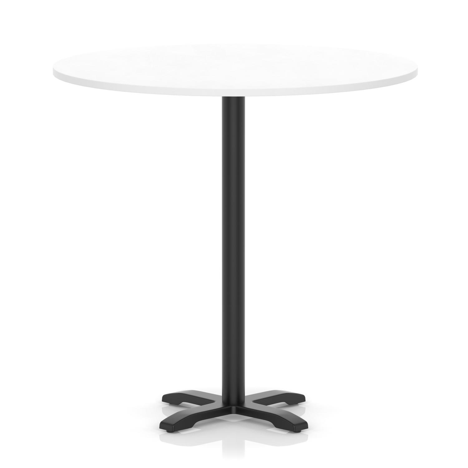 Italia 1200mm Poseur Round Table White Top 1170mm High Black Leg Cross Base