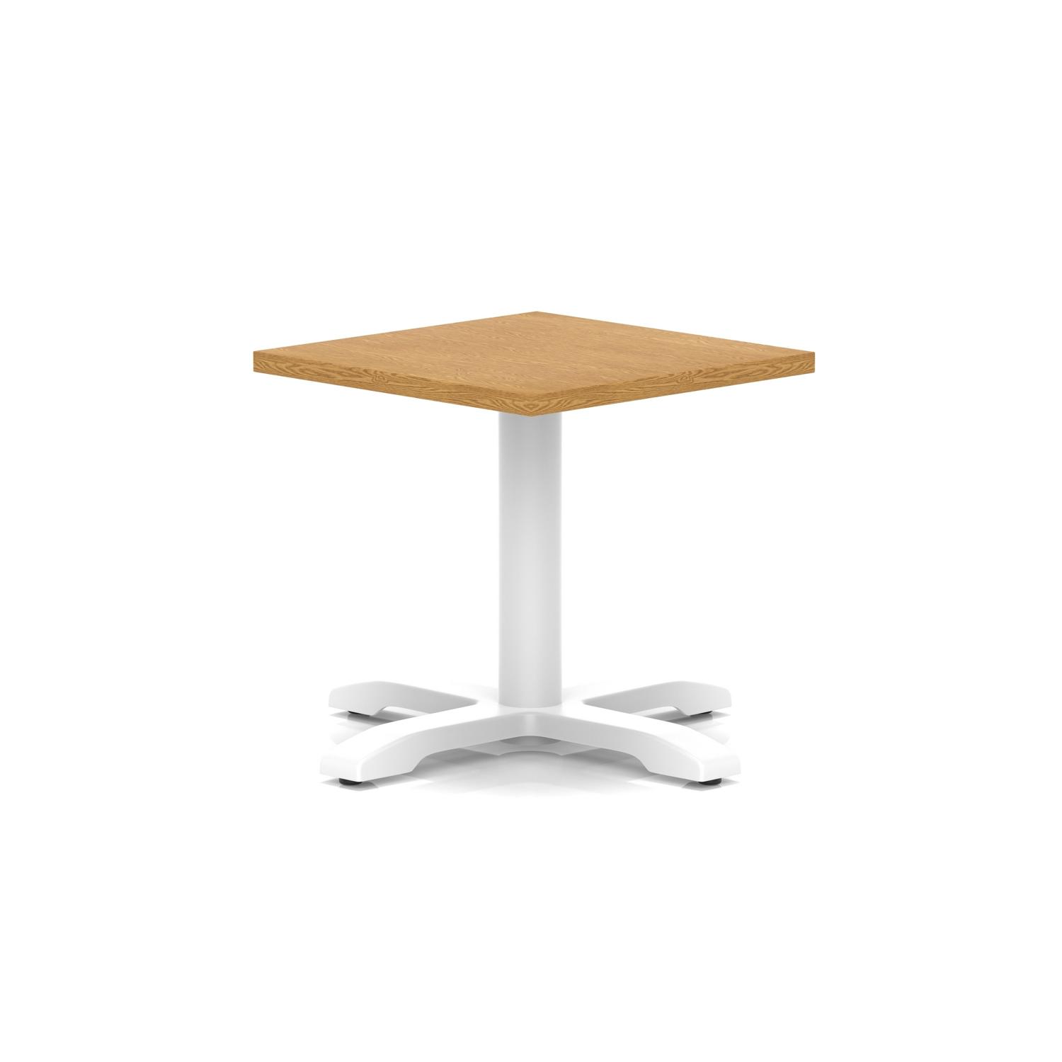Italia 600mm Square Coffee Table Oak Top 495mm High White Leg Cross Base
