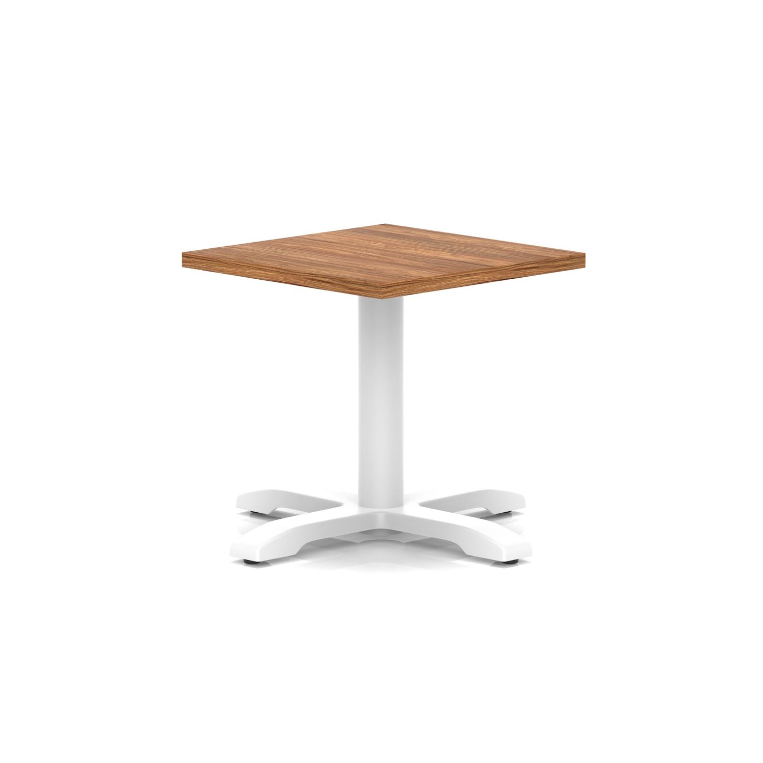 Italia 600mm Square Coffee Table Walnut Top 495mm High White Leg Cross Base
