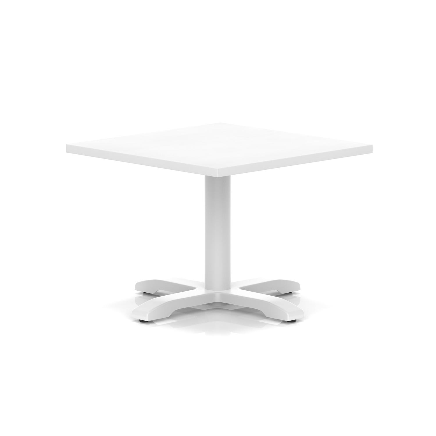 Italia 800mm Square Coffee Table White Top 495mm High White Leg Cross Base