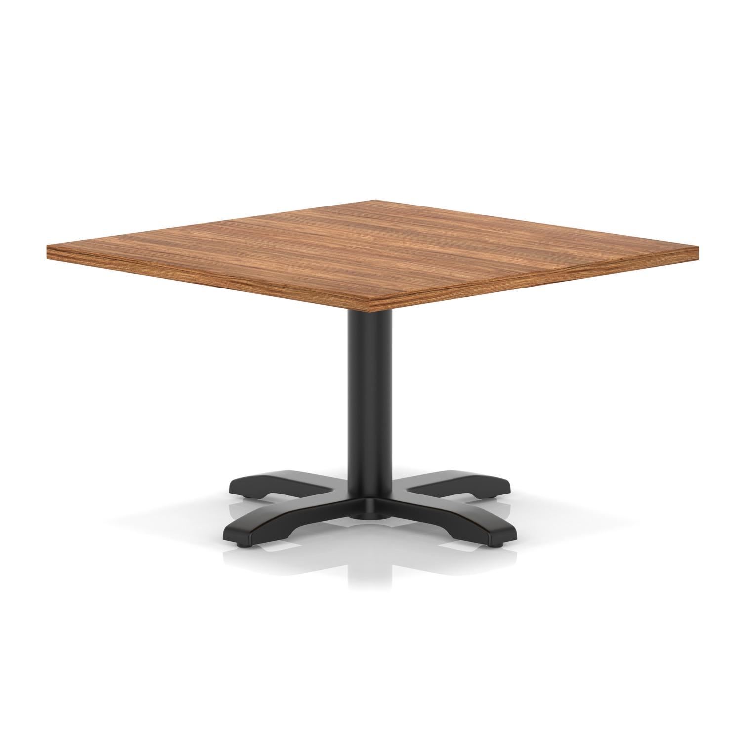 Italia 1000mm Square Coffee Table Walnut Top 495mm High Black Leg Cross Base