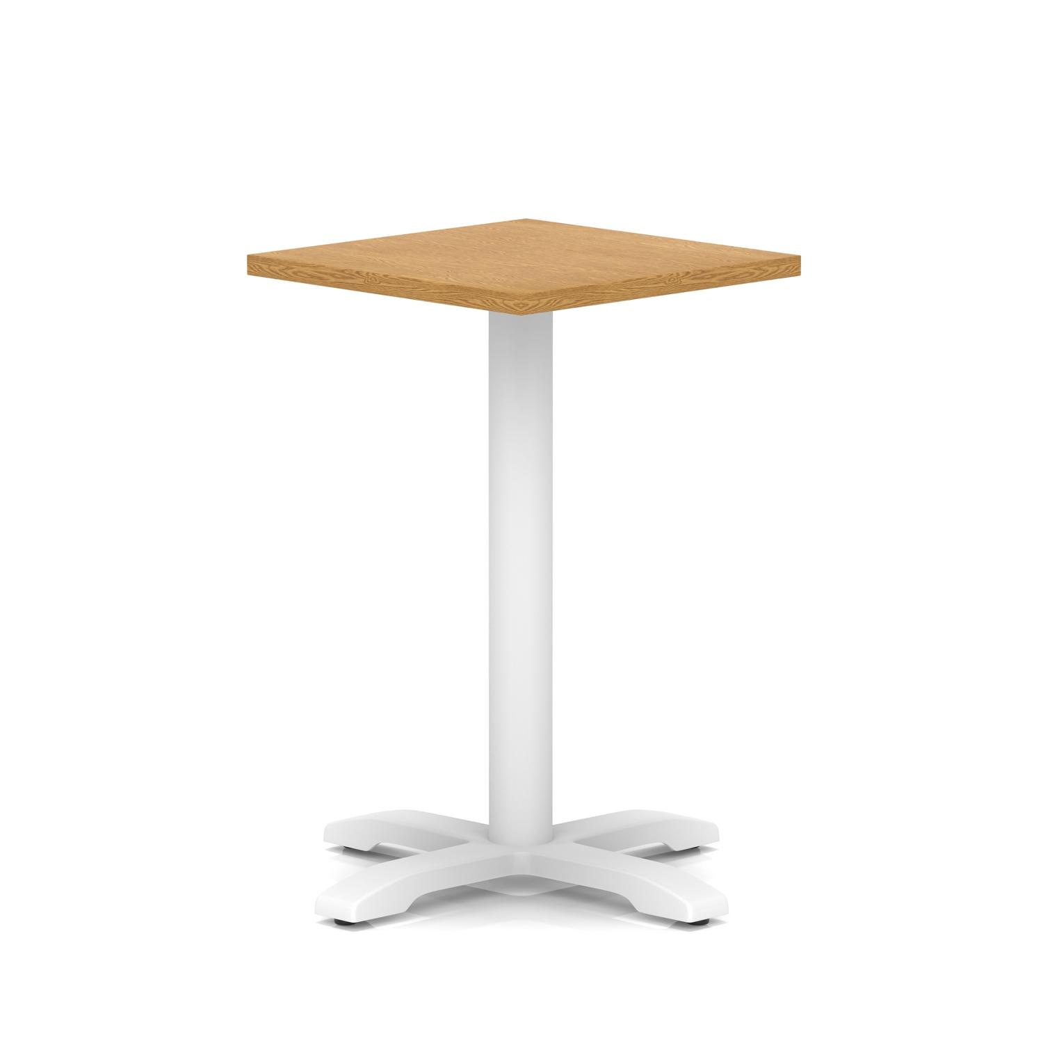 Italia 600mm Poseur Square Table Oak Top 750mm High White Leg Cross Base