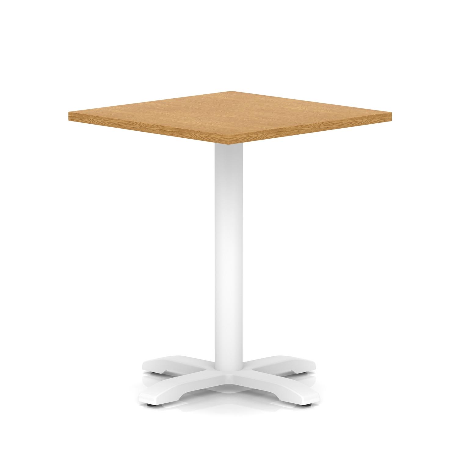 Italia 800mm Poseur Square Table Oak Top 750mm High White Leg Cross Base