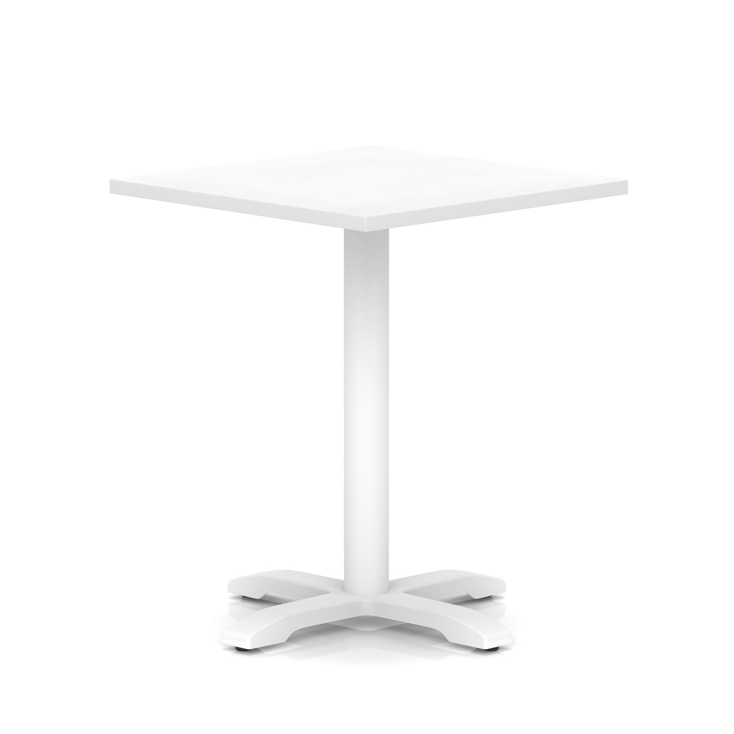 Italia 800mm Poseur Square Table White Top 750mm High White Leg Cross Base