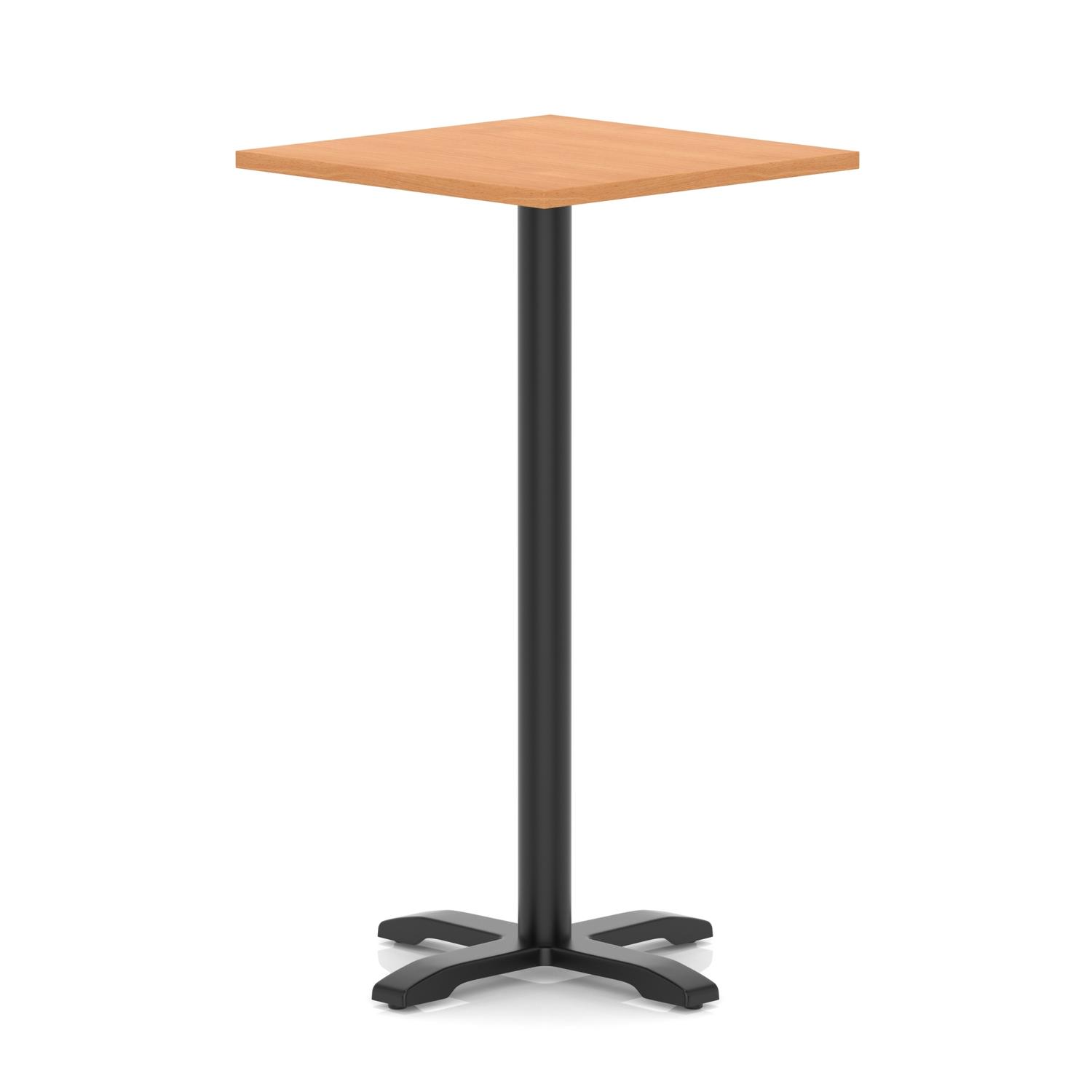 Italia 800mm Poseur Square Table Beech Top 1170mm High Black Leg Cross Base
