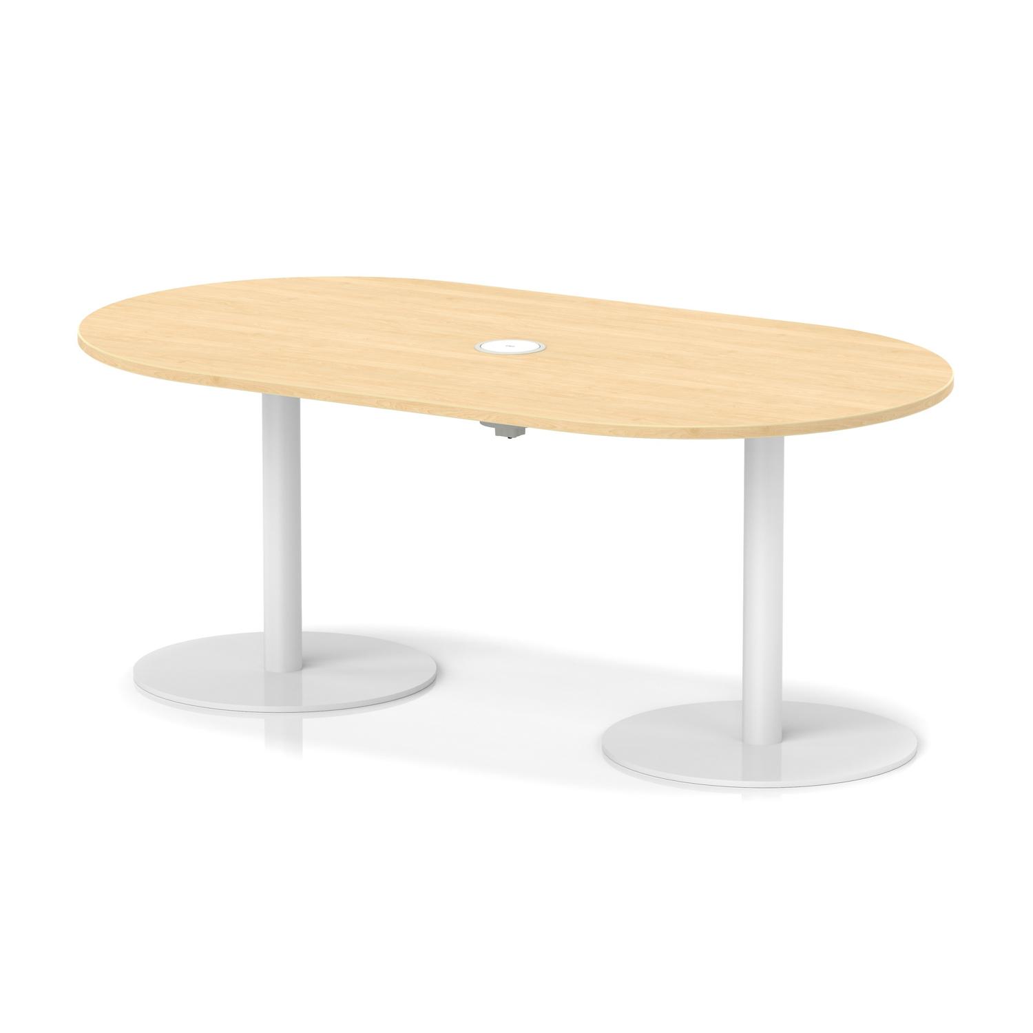 Italia Volta 1800mm Poseur Boardroom Table With Pop-up Power Module Maple Top 720mm High White Leg