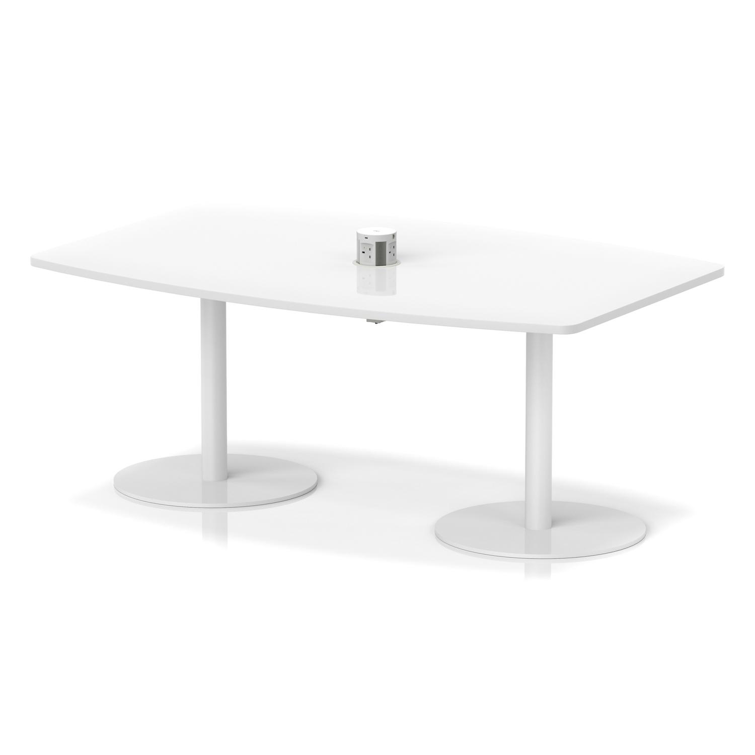 Italia Volta 1800mm Poseur High Gloss Table With Pop-up Power Module White Top 725mm High White Leg