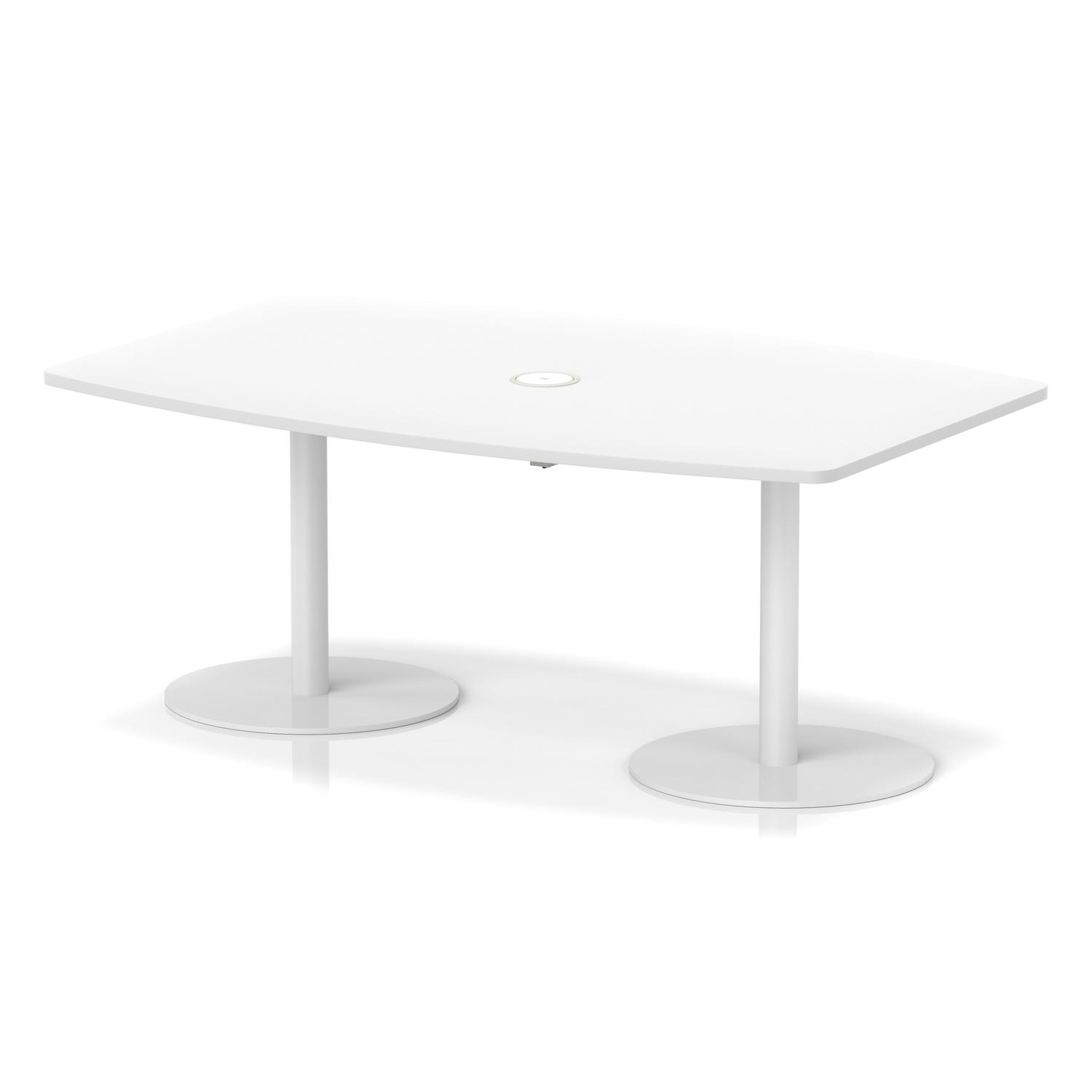 Italia Volta 1800mm Poseur High Gloss Table With Pop-up Power Module White Top 725mm High White Leg
