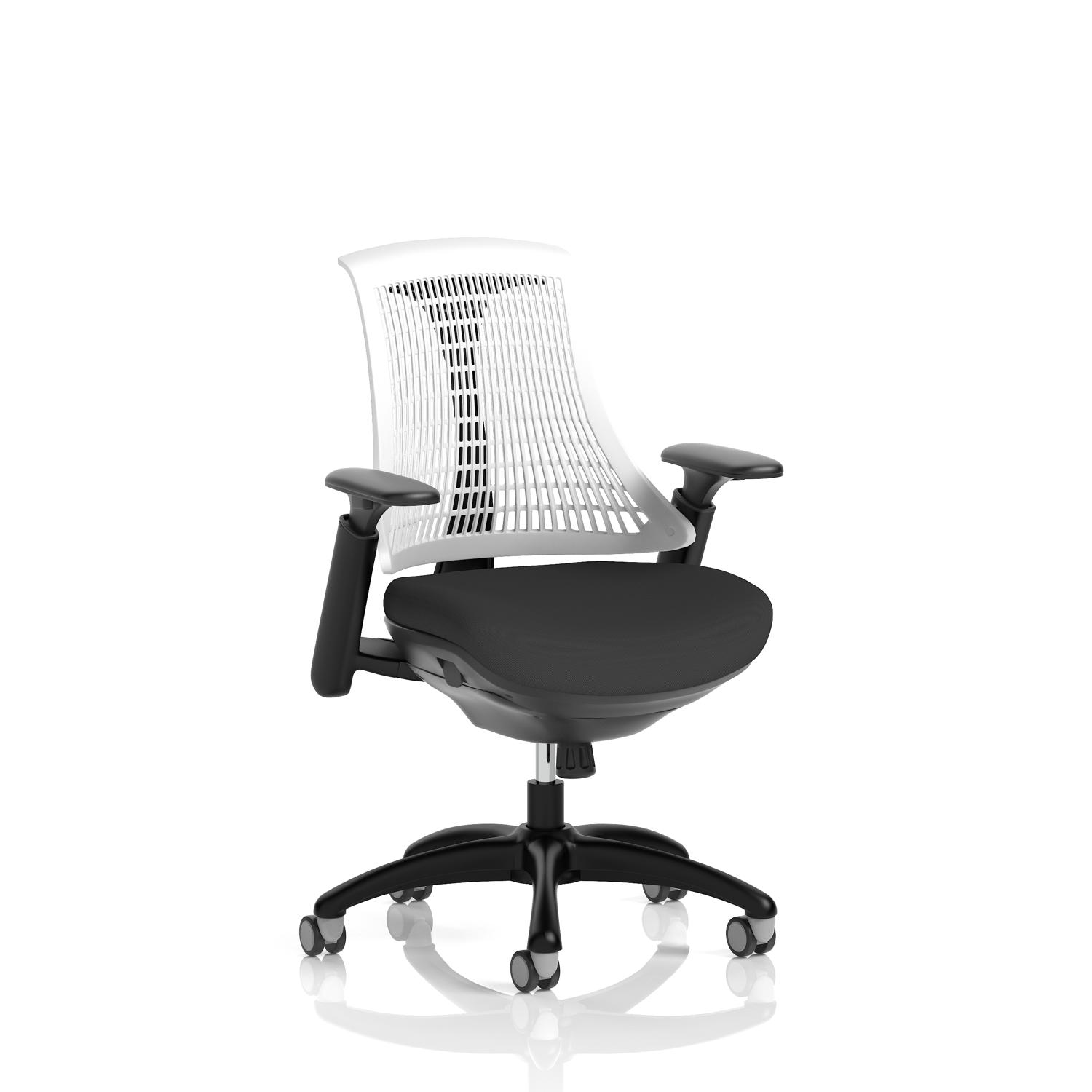 Flex Task Operator Chair Black Frame Black Fabric Seat Moonstone White Back