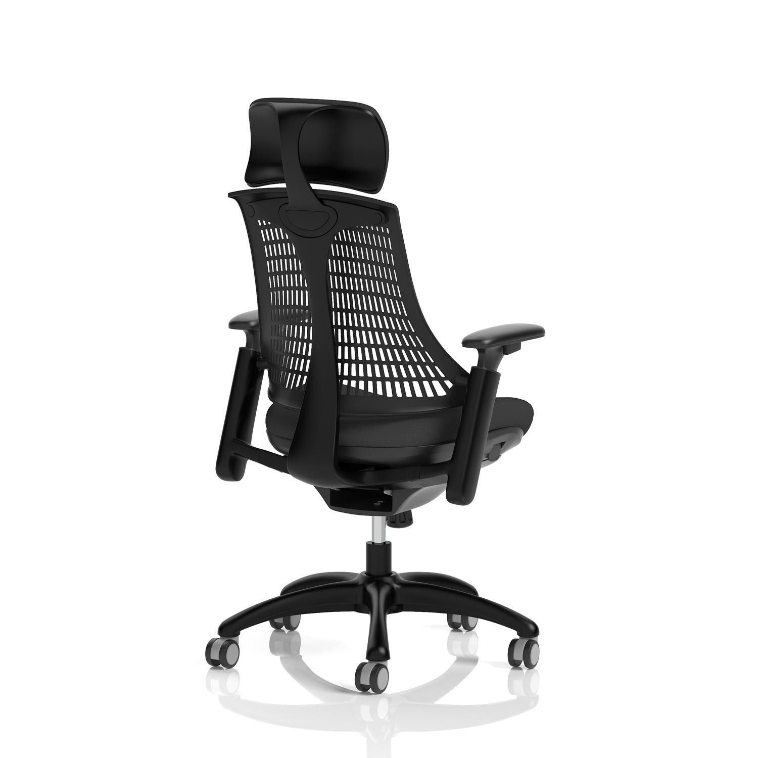Flex Task Operator Chair Black Frame Black Fabric Seat With Headrest Black Back