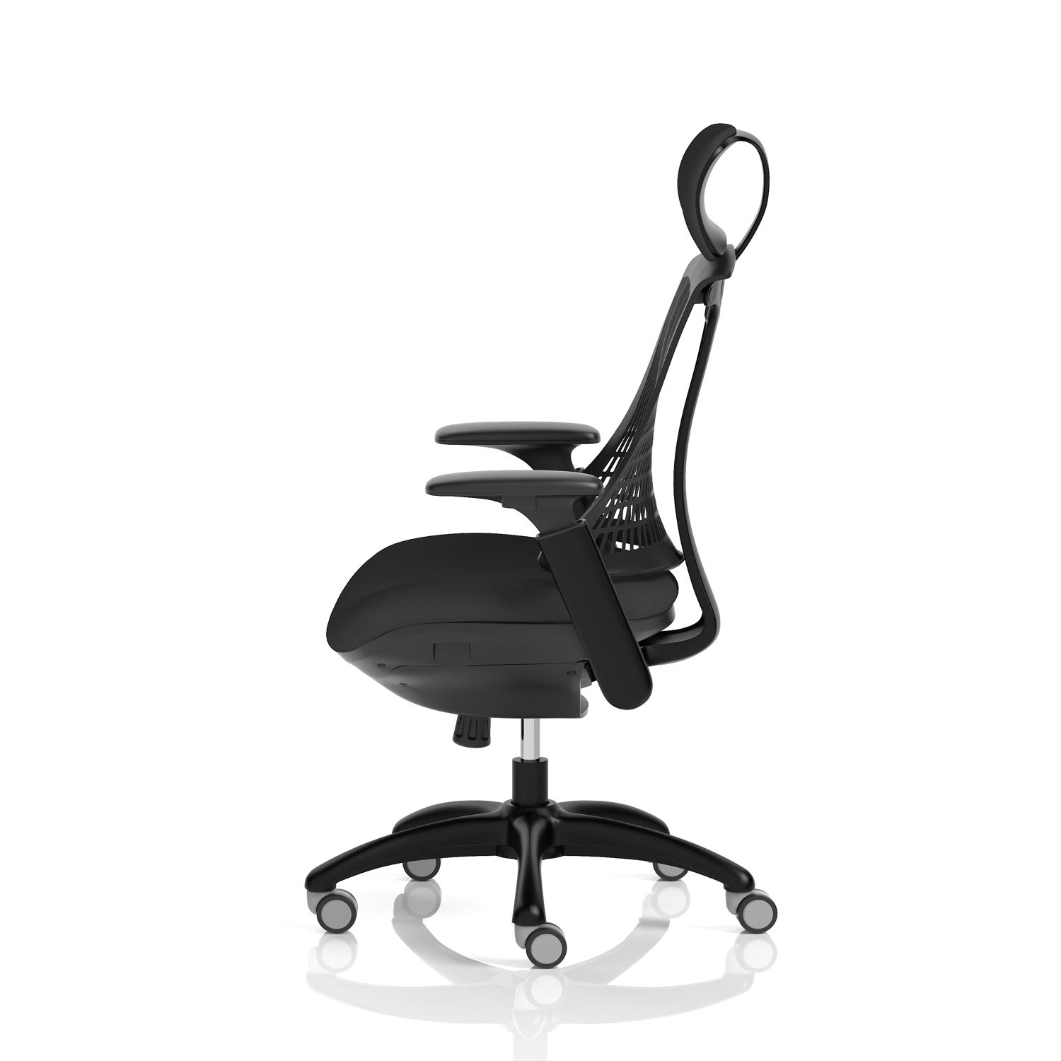 Flex Task Operator Chair Black Frame Black Fabric Seat With Headrest Black Back