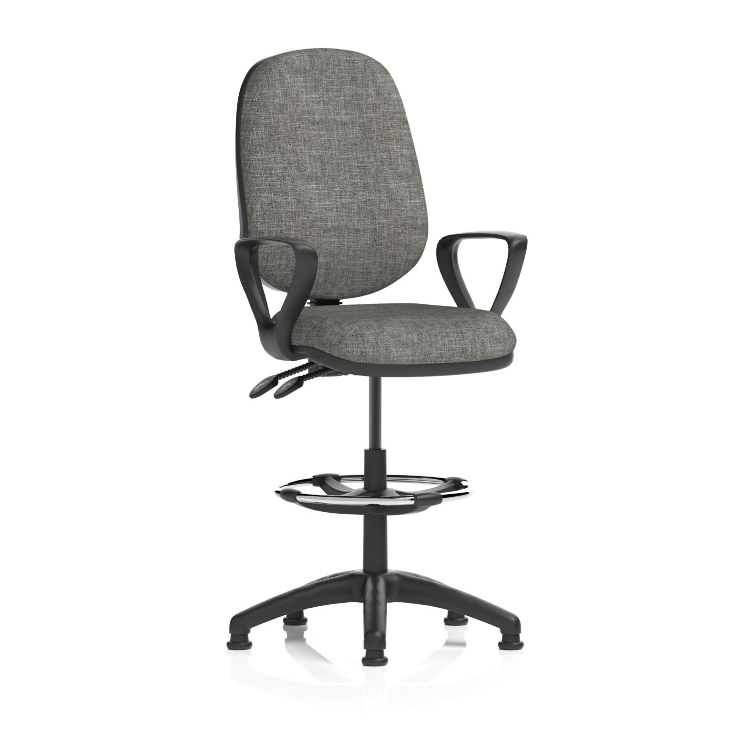 Eclipse Plus II Lever Task Operator Chair With High Rise Draughtsman Kit With Loop Arms Charcoal