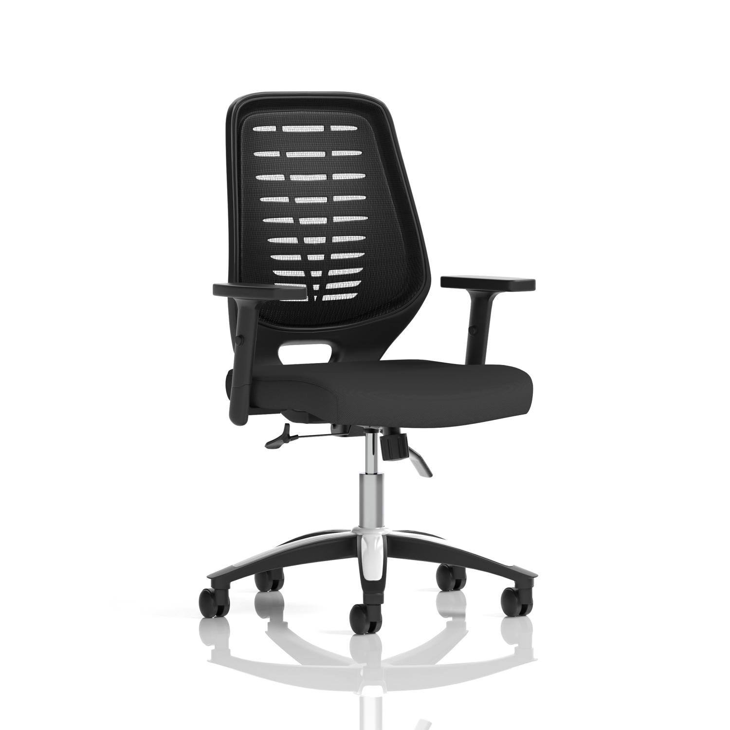 Relay Task Operator Chair Black Back With Height Adjustable Arms Black Airmesh Seat