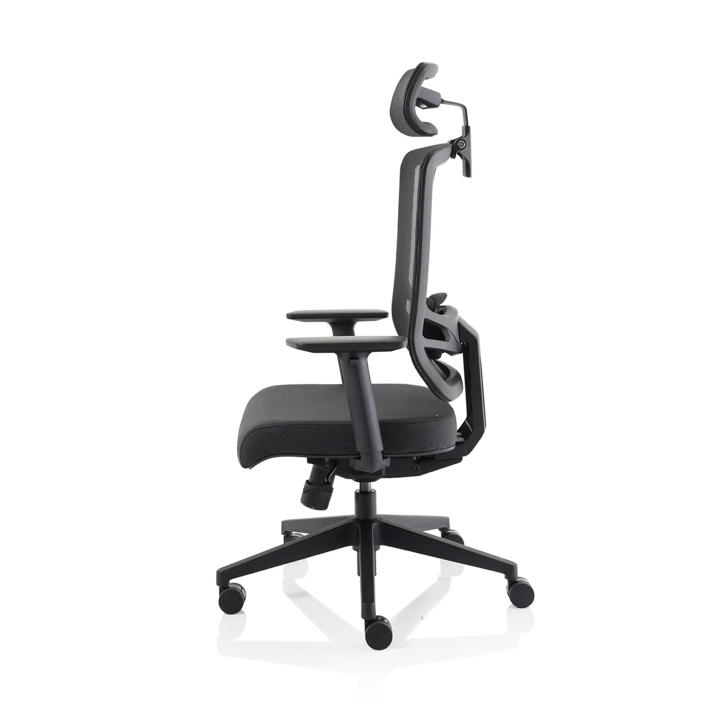 Ergo Twist Mesh Back Ergonomic Task Operator Office Chair With Height Adjustable Arms With Headrest Black Fabric Seat