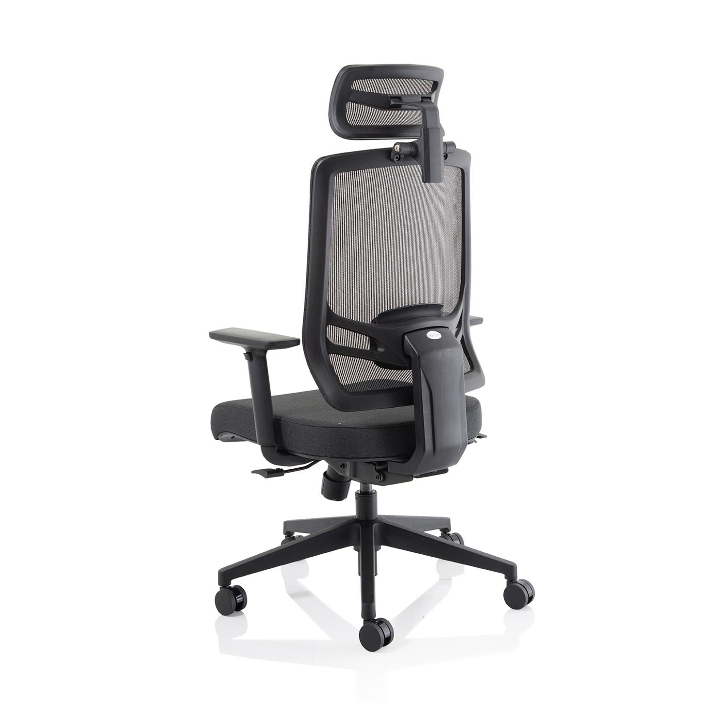 Ergo Twist Mesh Back Ergonomic Task Operator Office Chair With Height Adjustable Arms With Headrest Black Fabric Seat