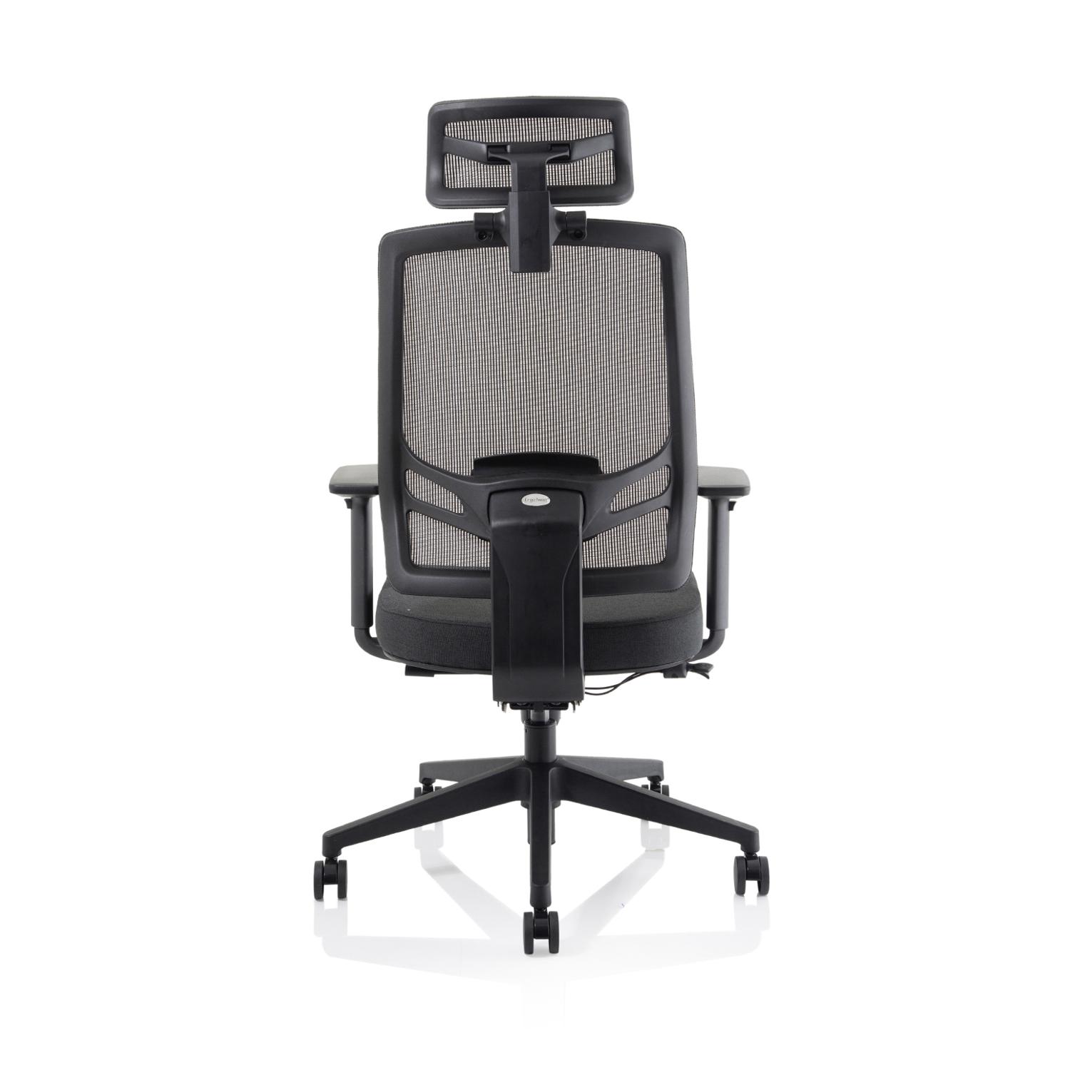 Ergo Twist Mesh Back Ergonomic Task Operator Office Chair With Height Adjustable Arms With Headrest Black Fabric Seat
