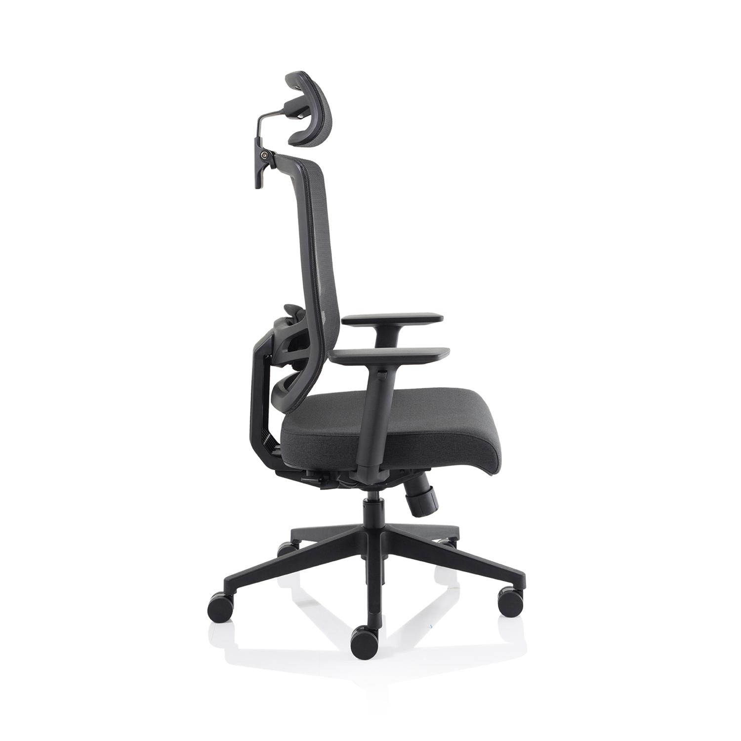 Ergo Twist Mesh Back Ergonomic Task Operator Office Chair With Height Adjustable Arms With Headrest Black Fabric Seat