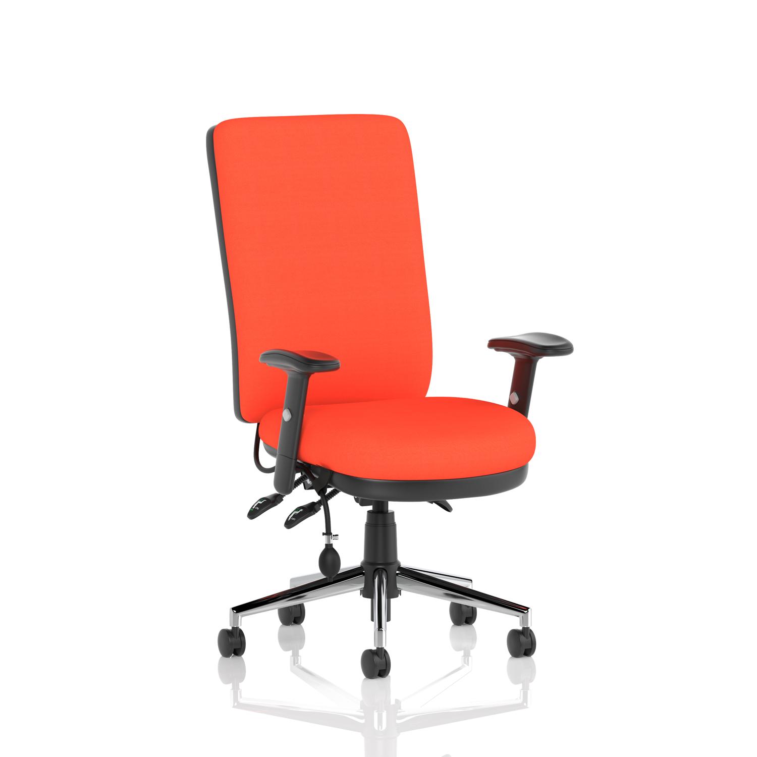 Chiro High Back With Height Adjustable Arms Bespoke Colour Back And Seat Tabasco Orange