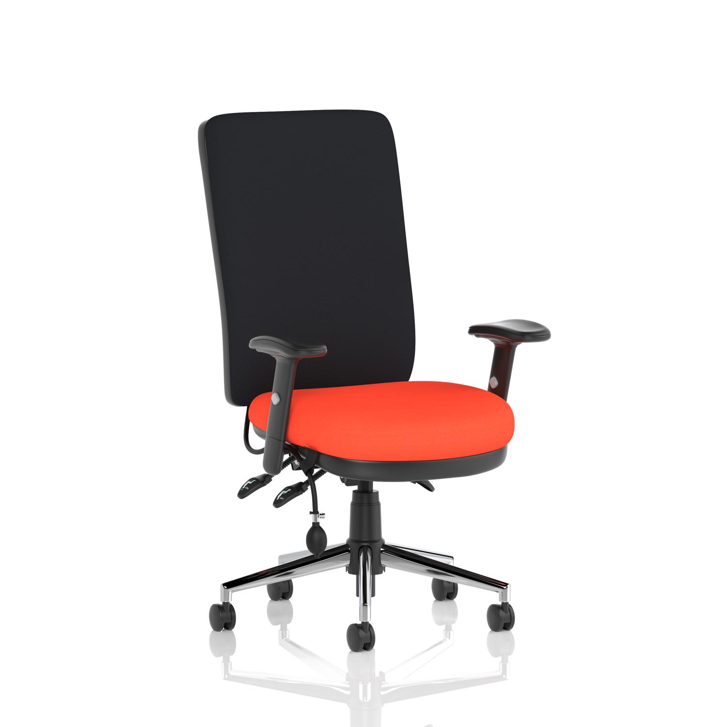 Chiro High Back With Height Adjustable Arms Bespoke Colour Seat Tabasco Orange