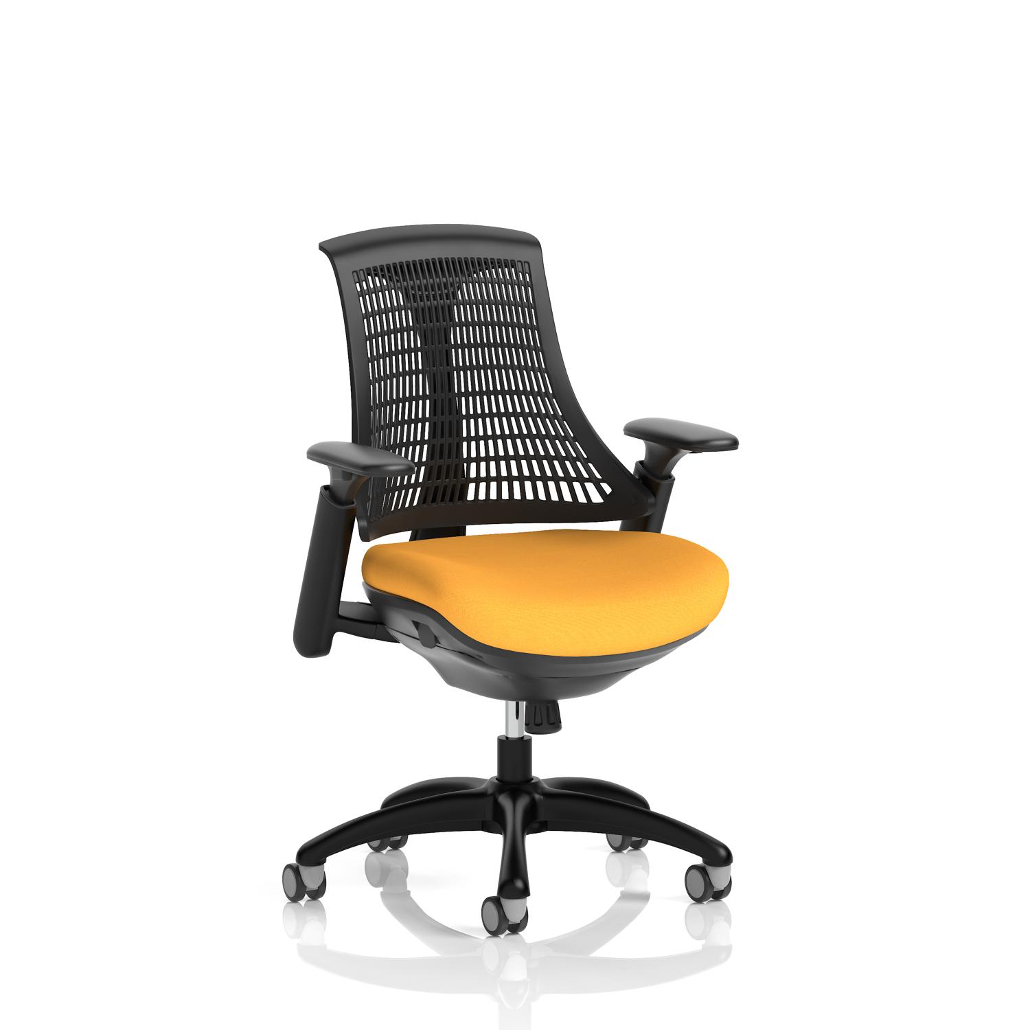 Flex Task Operator Chair Black Frame Black Back Bespoke Colour Seat Senna Yellow