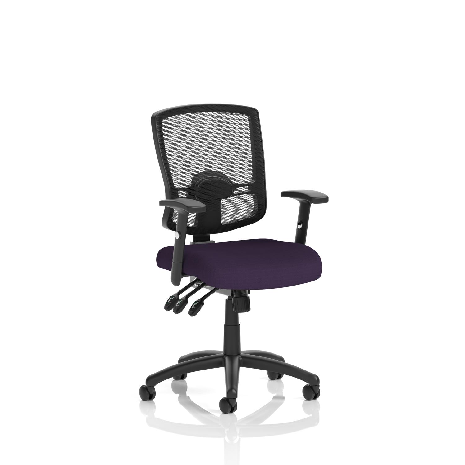 Portland III Mesh Back With Height Adjustable Arms Bespoke Colour Seat Tansy Purple
