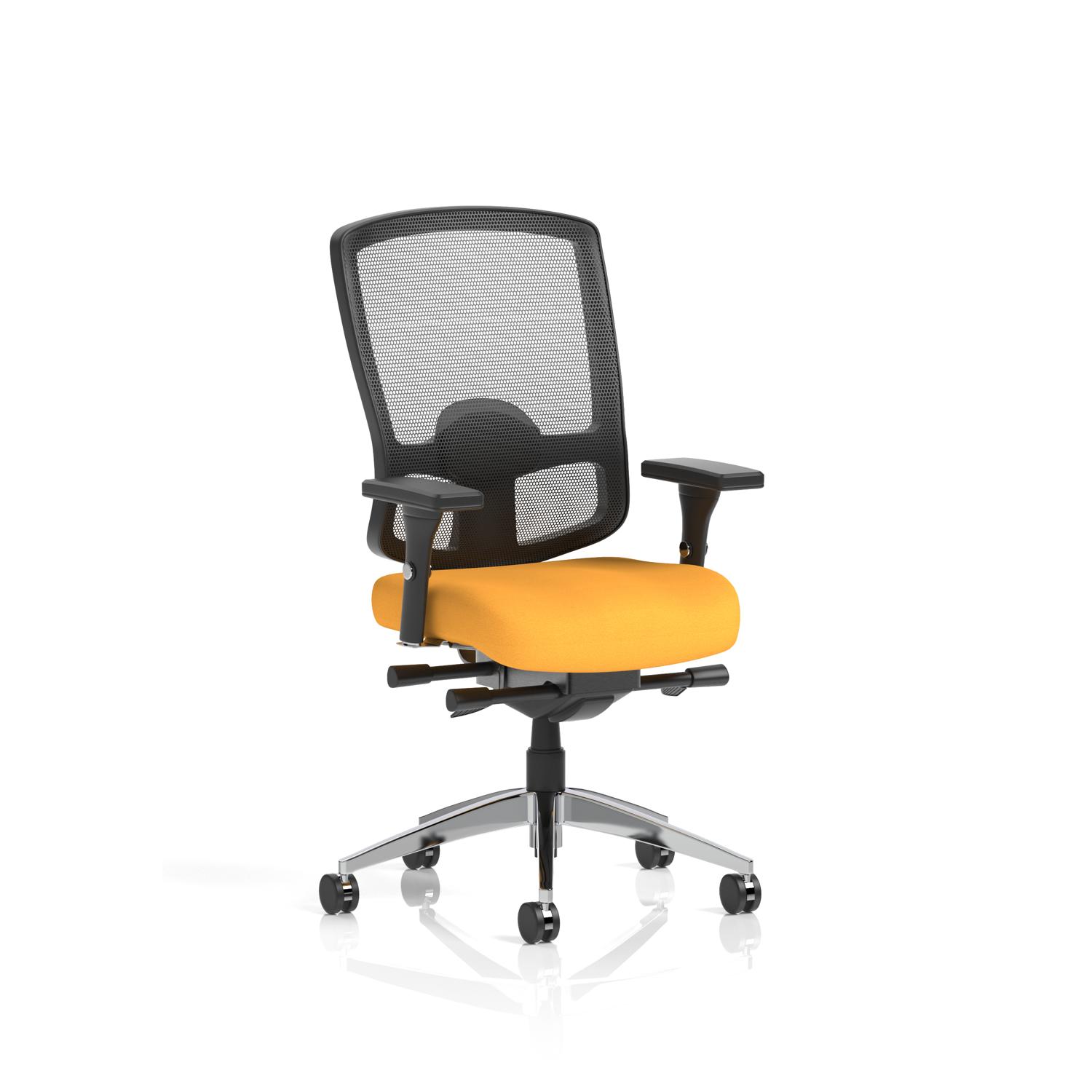 Regent High Mesh Back Ergonomic Task Operator Office Chair With Height Adjustable Arms Bespoke Colour Seat Senna Yellow