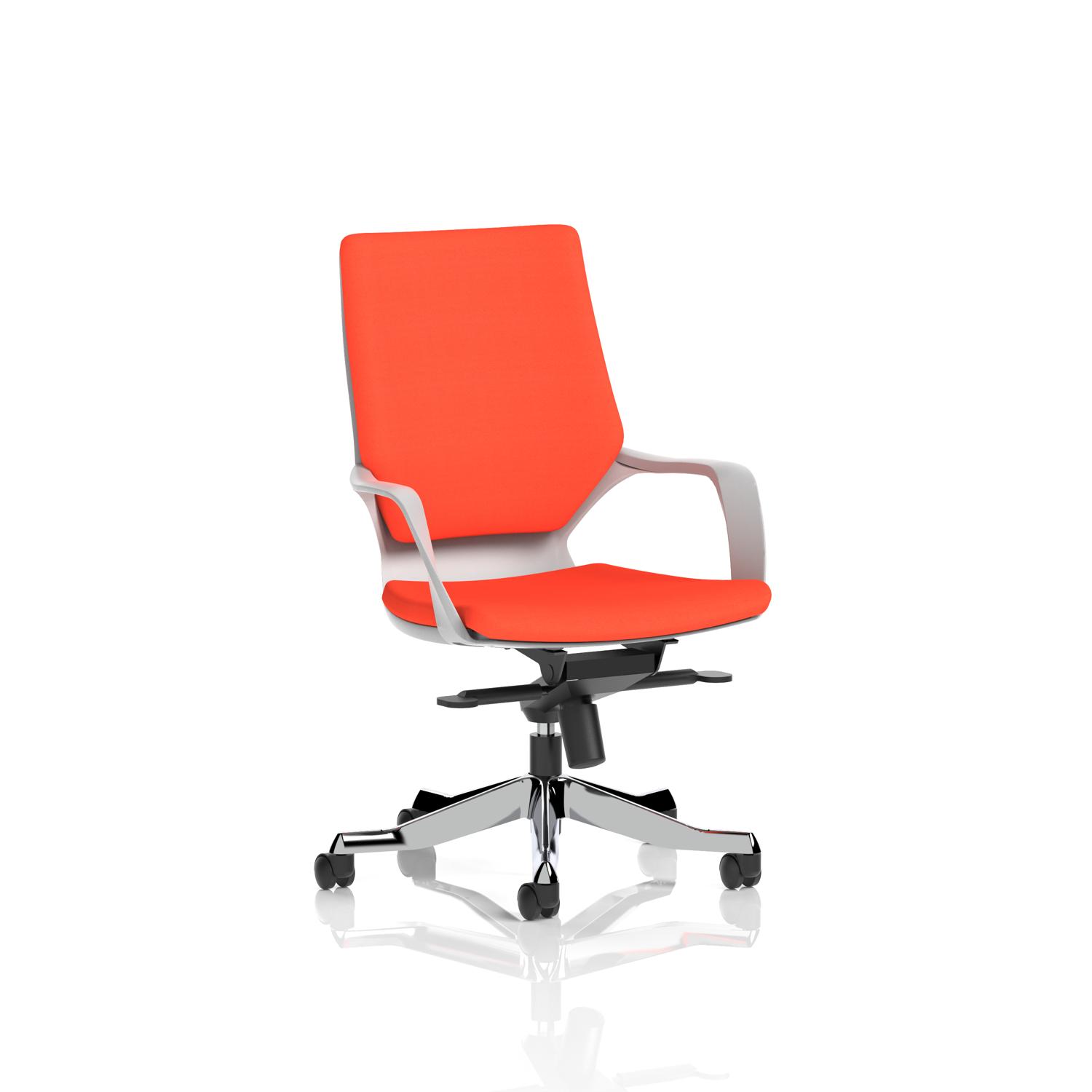 Xenon Executive White Shell Medium Back Bespoke Colour Back And Seat Tabasco Orange