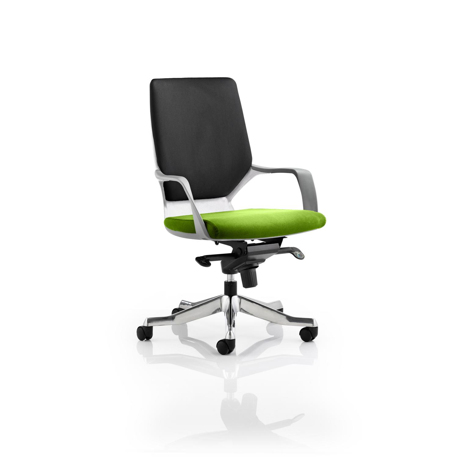 Xenon Executive White Shell Medium Back Bespoke Colour Seat Myrrh Green