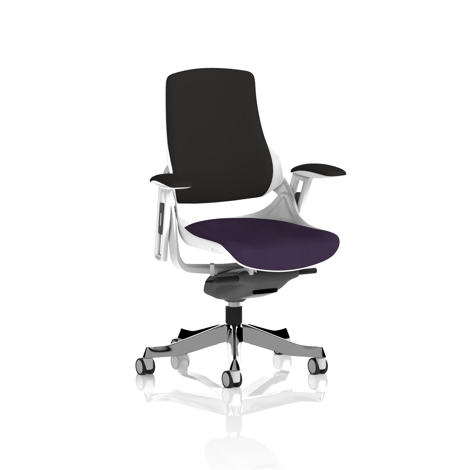 Zure White Shell Black Fabric Back Bespoke Colour Seat Tansy Purple
