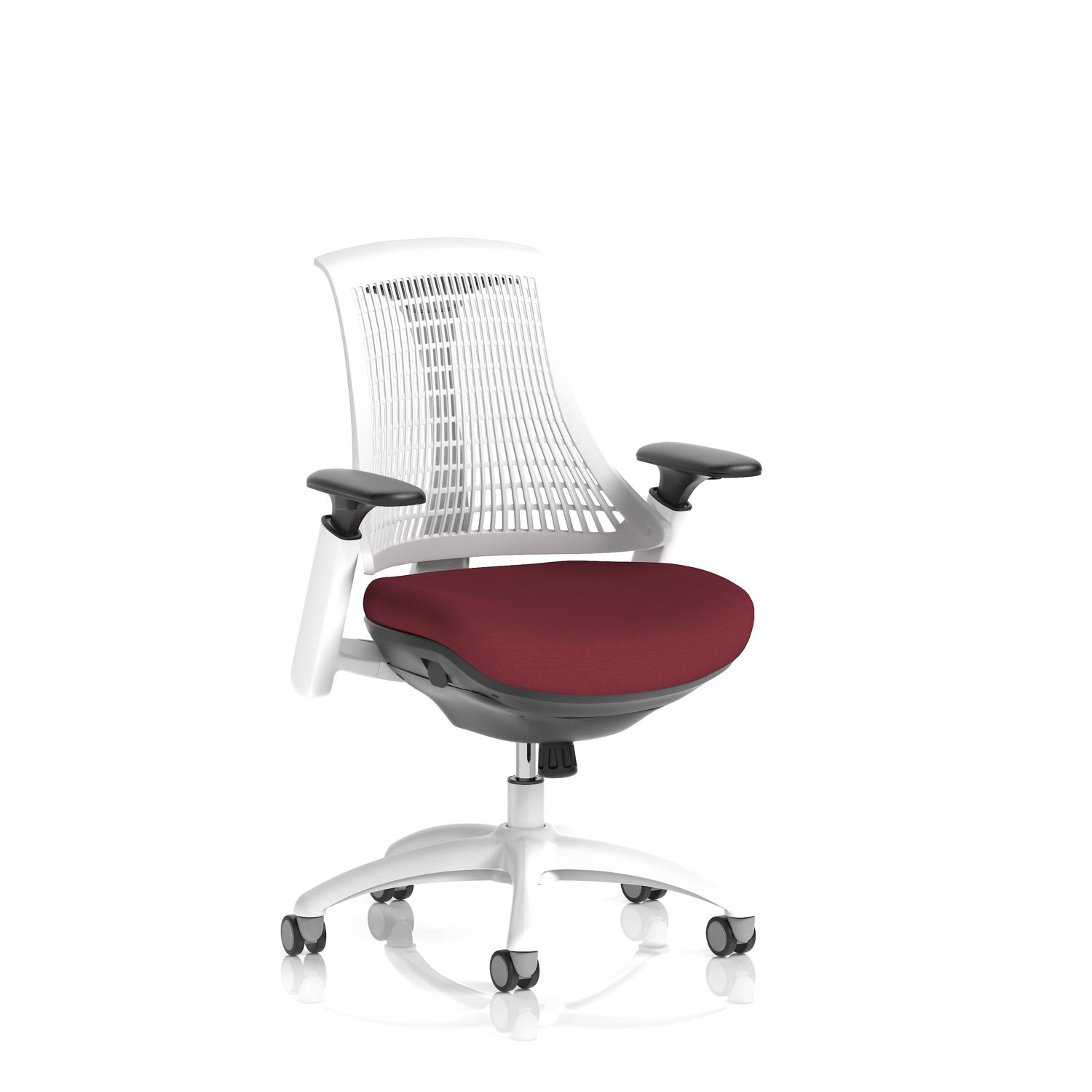 Flex Task Operator Chair White Frame White Back Bespoke Colour Seat Ginseng Chilli