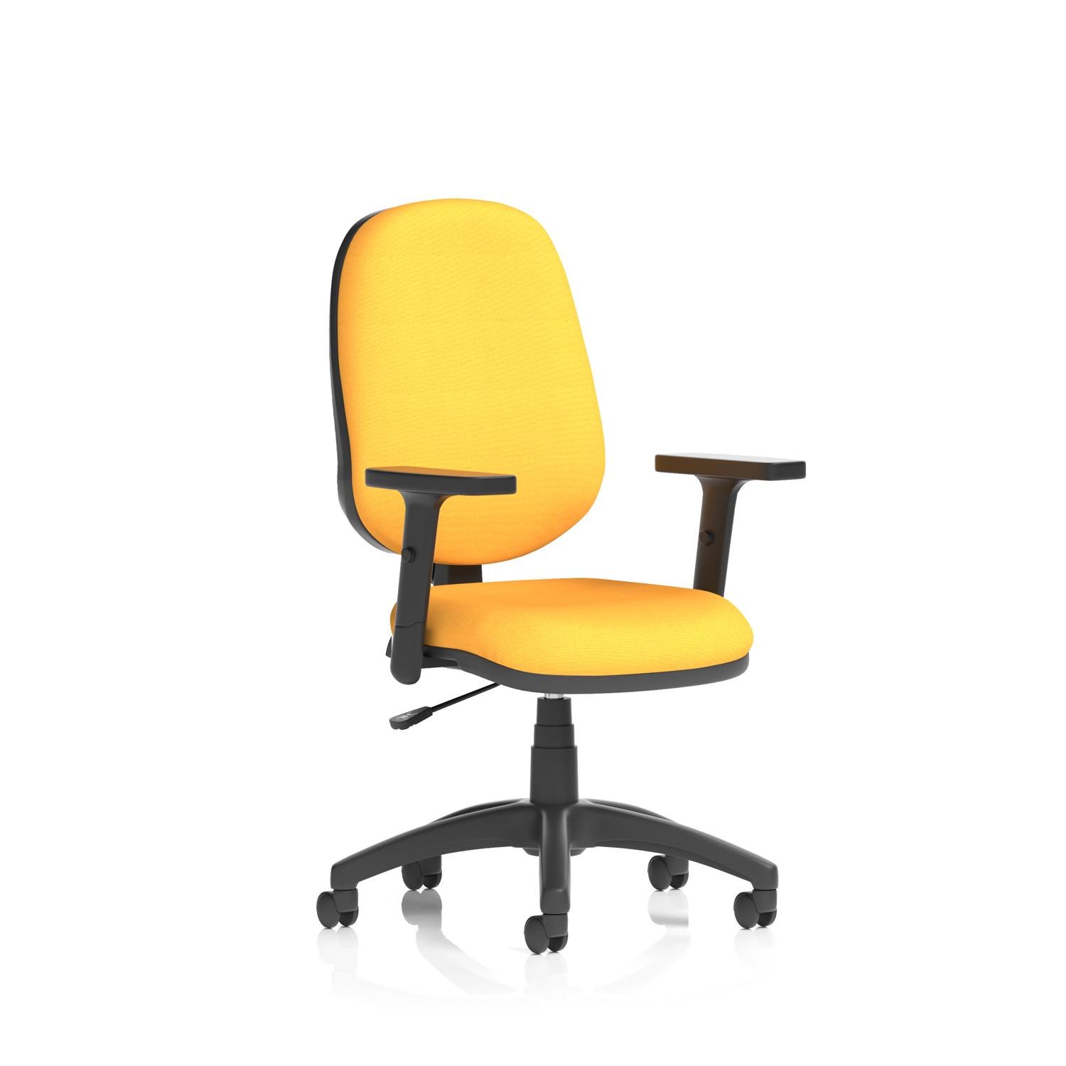 Eclipse Plus I Lever Task Operator Chair With Height Adjustable Arms Bespoke Colour Back And Seat Senna Yellow