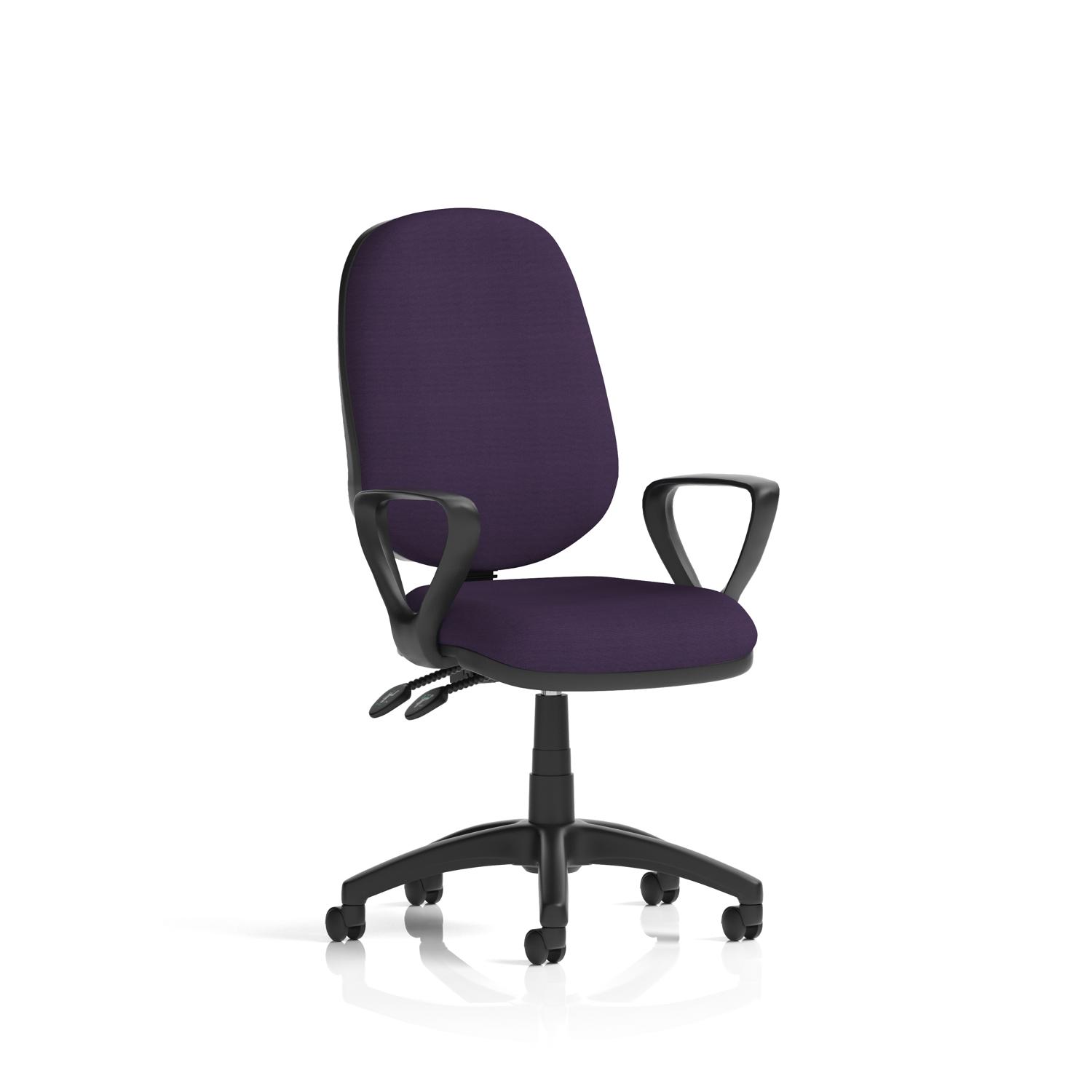 Eclipse Plus II Lever Task Operator Chair With Loop Arms Bespoke Colour Back And Seat Tansy Purple
