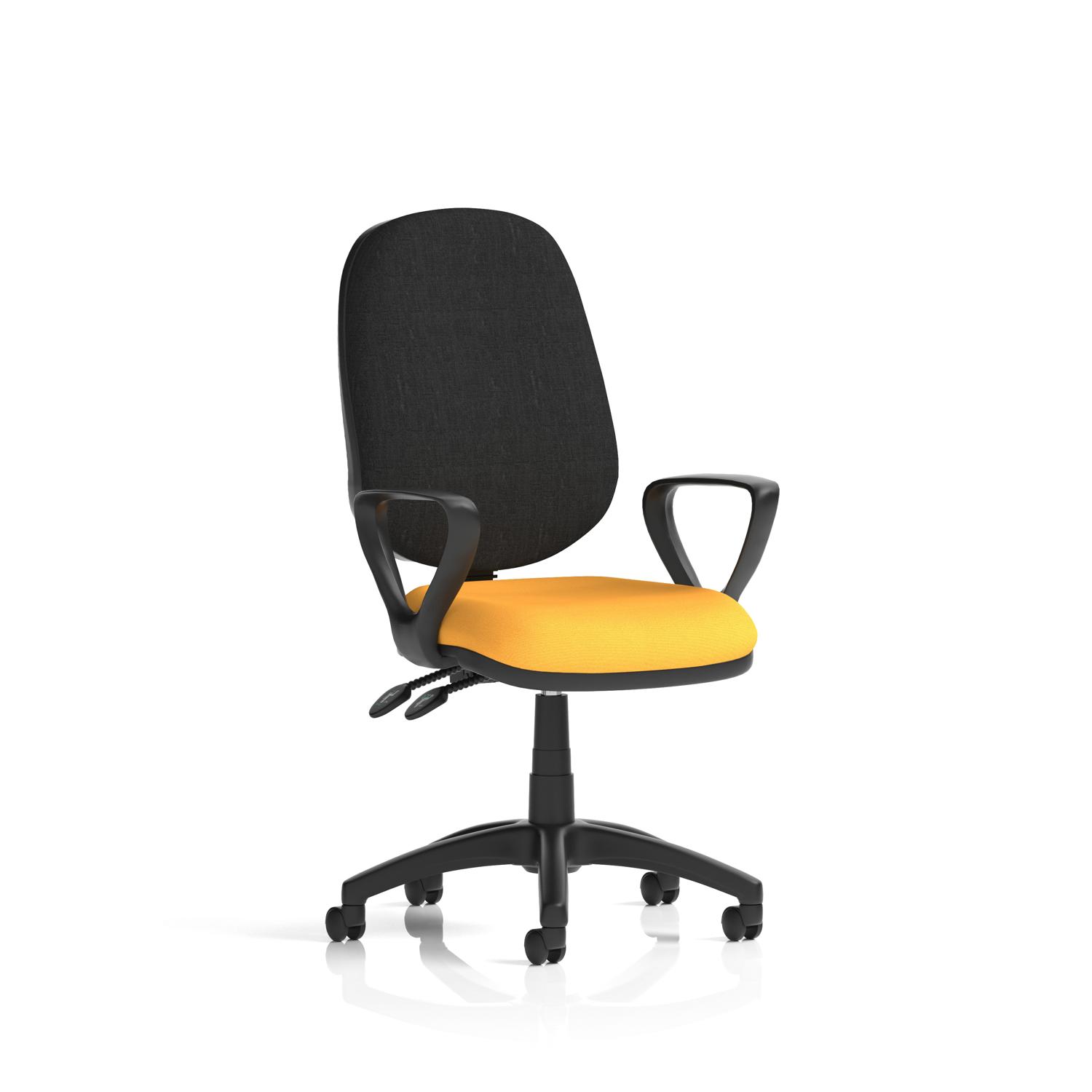 Eclipse Plus II Lever Task Operator Chair With Loop Arms Bespoke Colour Seat Senna Yellow