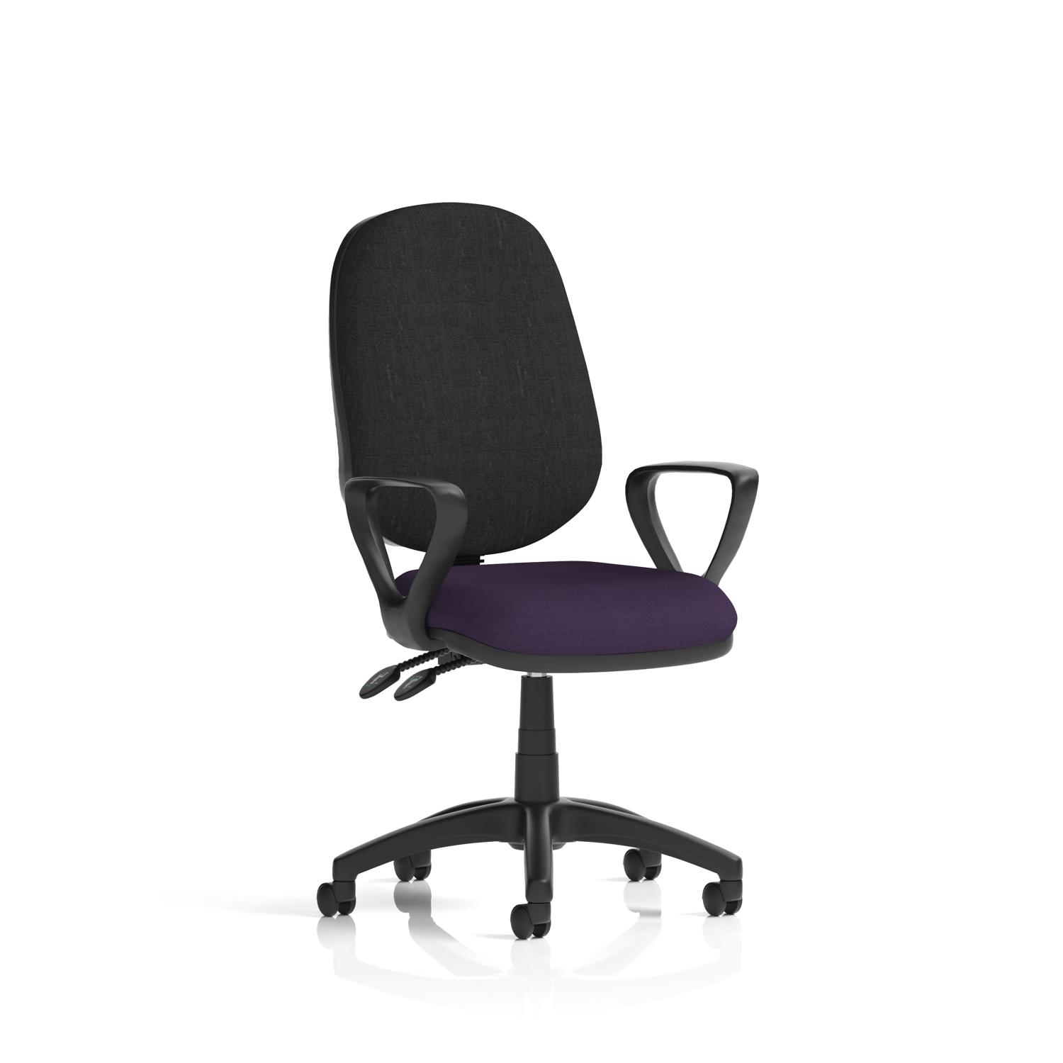 Eclipse Plus II Lever Task Operator Chair With Loop Arms Bespoke Colour Seat Tansy Purple