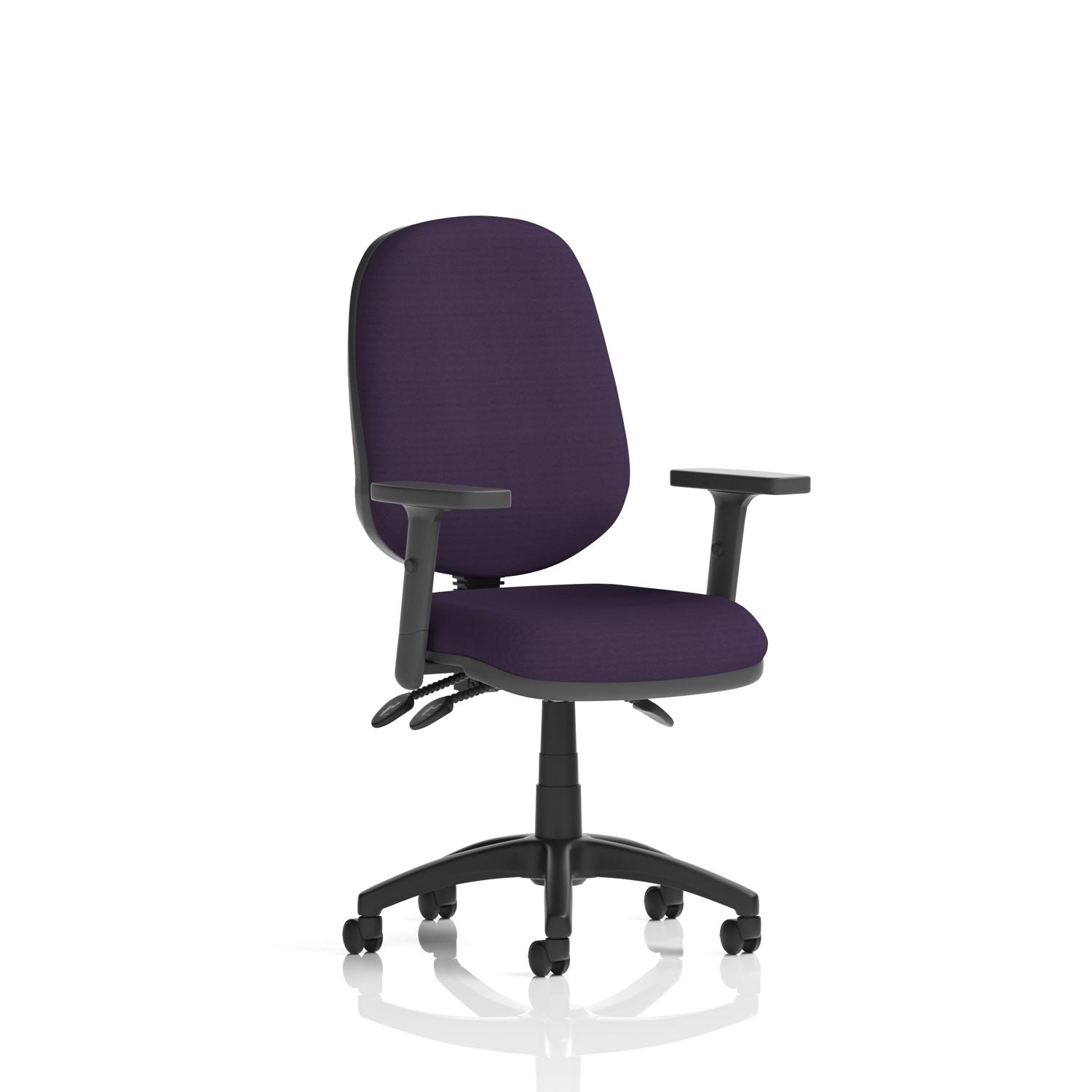 Eclipse Plus III Lever Task Operator Chair With Height Adjustable Arms Bespoke Colour Back And Seat Tansy Purple