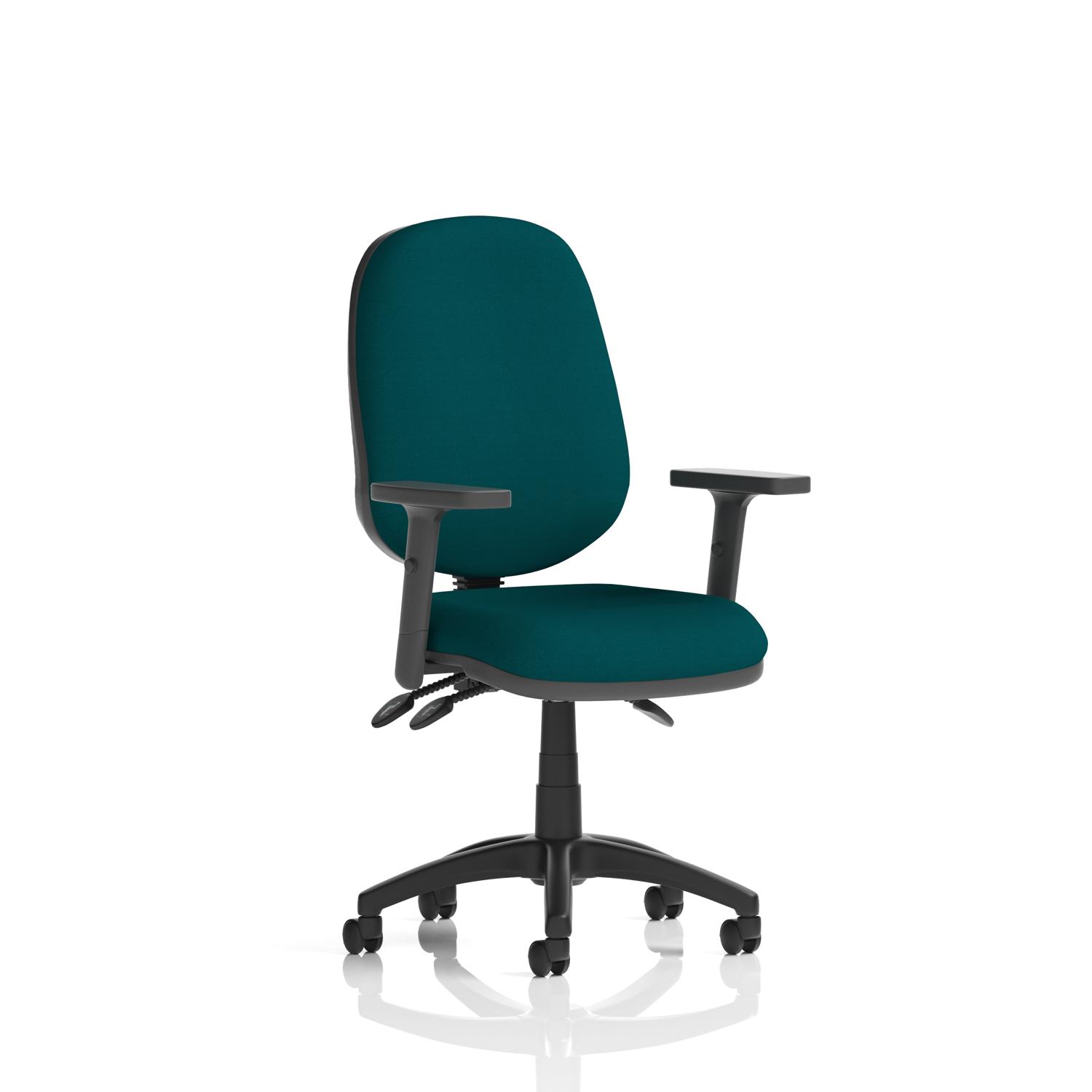 Eclipse Plus III Lever Task Operator Chair With Height Adjustable Arms Bespoke Colour Back And Seat Maringa Teal
