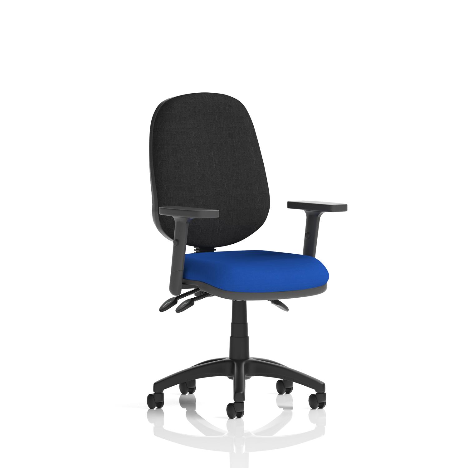 Eclipse Plus III Lever Task Operator Chair With Height Adjustable Arms Bespoke Colour Seat Stevia Blue