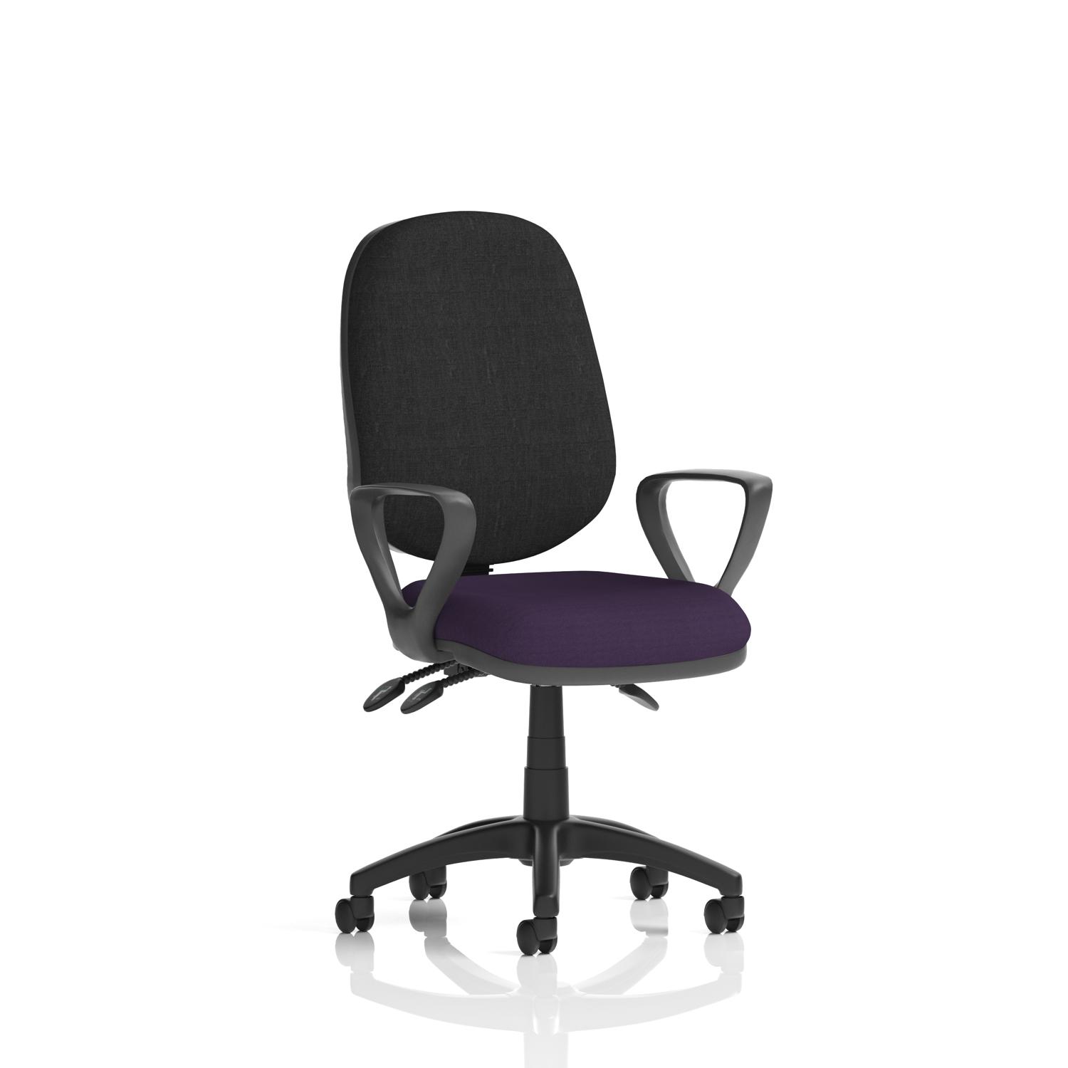Eclipse Plus III Lever Task Operator Chair With Loop Arms Bespoke Colour Seat Tansy Purple