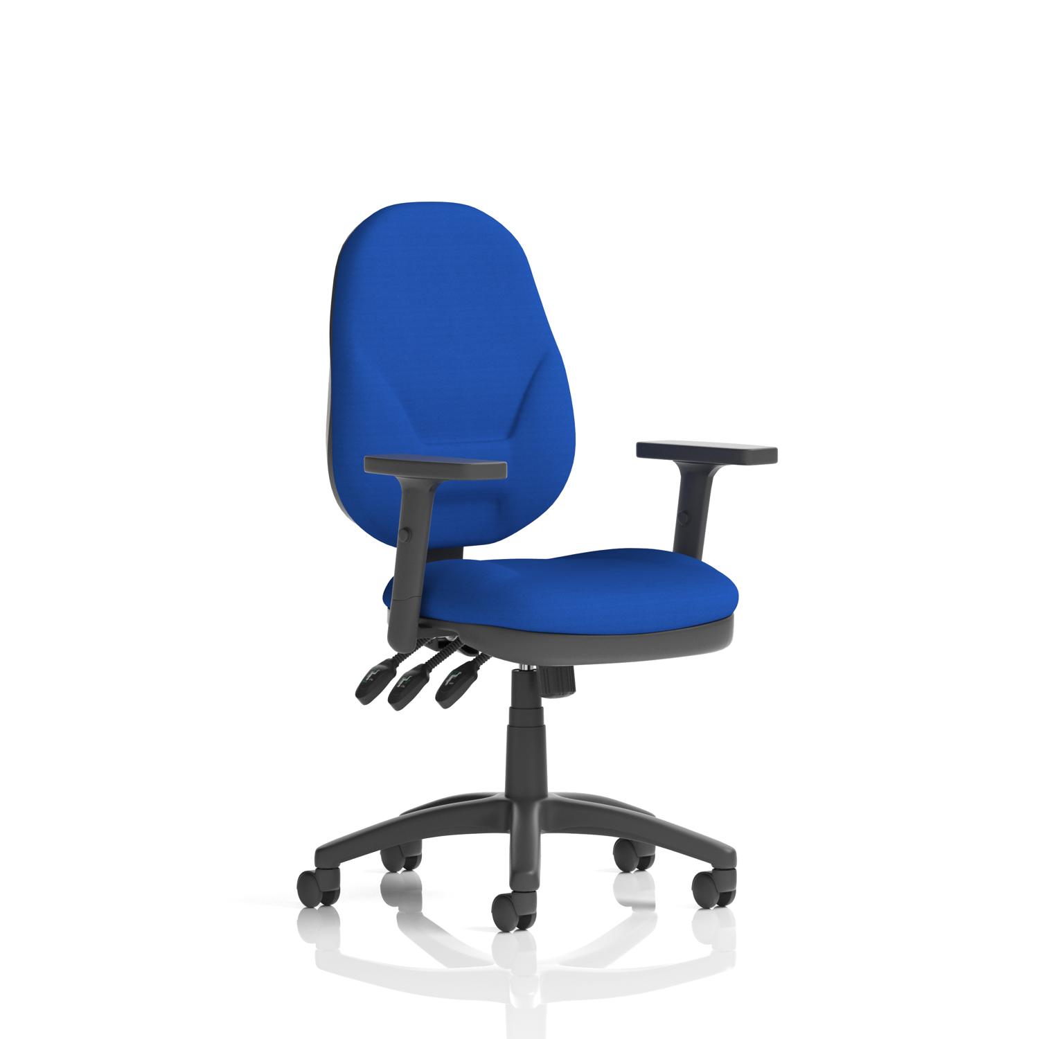 Eclipse Plus XL Lever Task Operator Chair With Height Adjustable Arms Bespoke Colour Back And Seat Stevia Blue