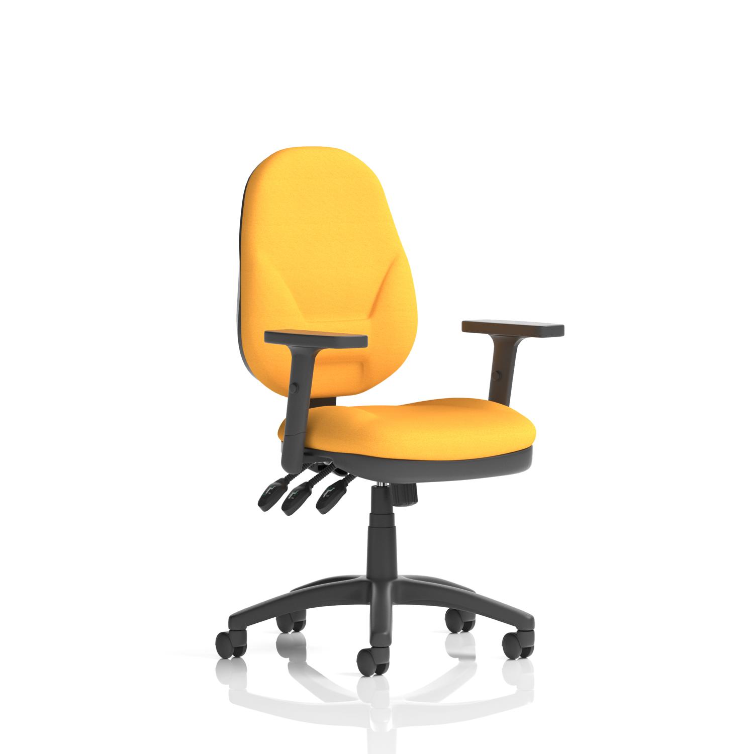 Eclipse Plus XL Lever Task Operator Chair With Height Adjustable Arms Bespoke Colour Back And Seat Senna Yellow