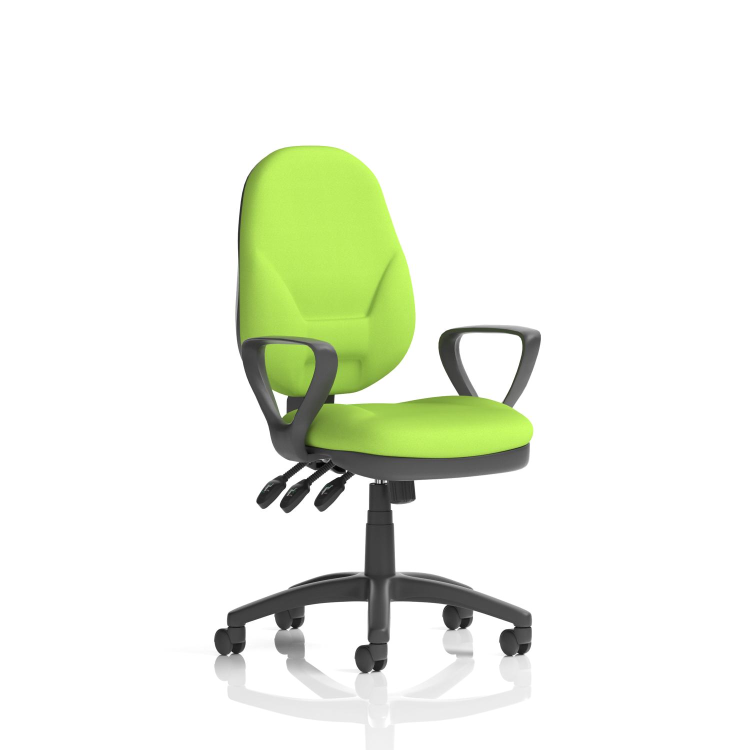 Eclipse Plus XL Lever Task Operator Chair With Loop Arms Bespoke Colour Back And Seat Myrrh Green