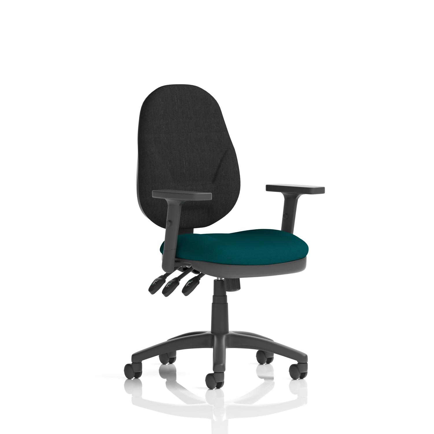 Eclipse Plus XL Lever Task Operator Chair With Height Adjustable Arms Bespoke Colour Seat Maringa Teal