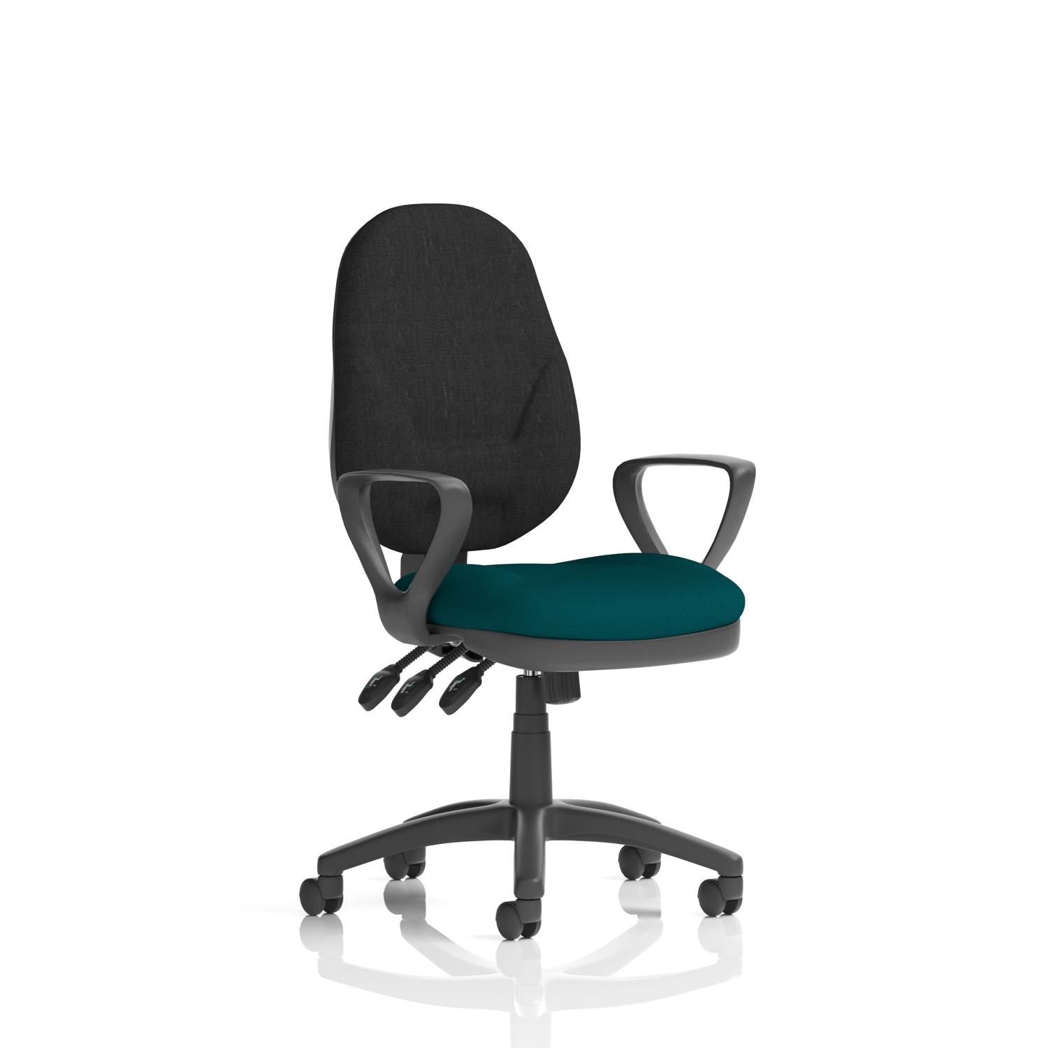 Eclipse Plus XL Lever Task Operator Chair With Loop Arms Bespoke Colour Seat Maringa Teal