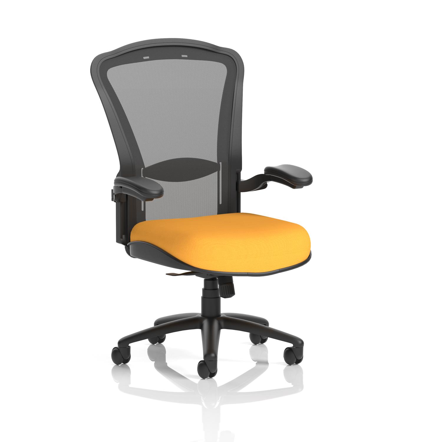 Houston High Mesh Back Heavy Duty Task Operator Office Chair with Arms (Bespoke Senna Yellow)