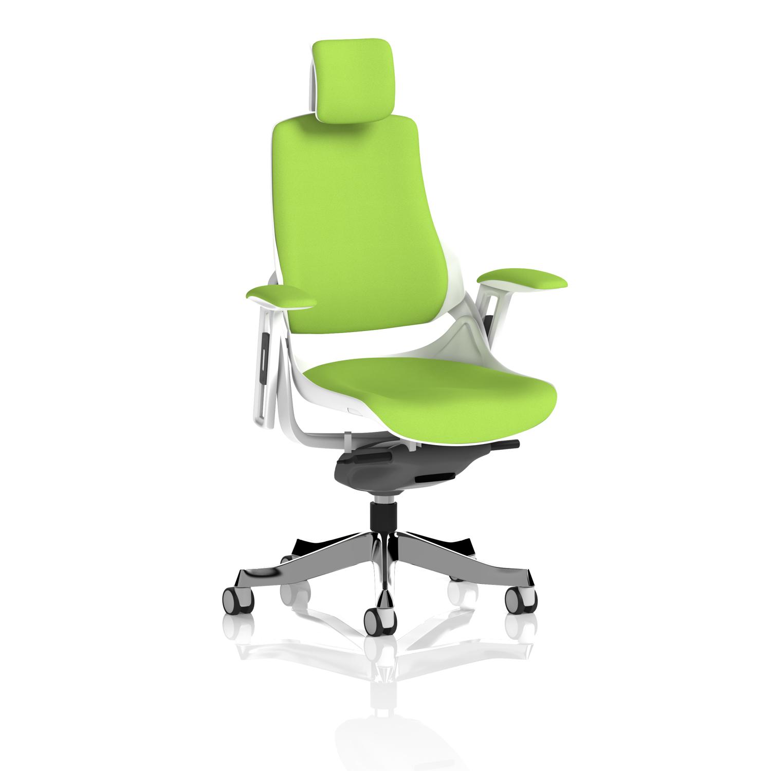 Zure White Shell With Headrest Bespoke Colour Back And Seat Myrrh Green