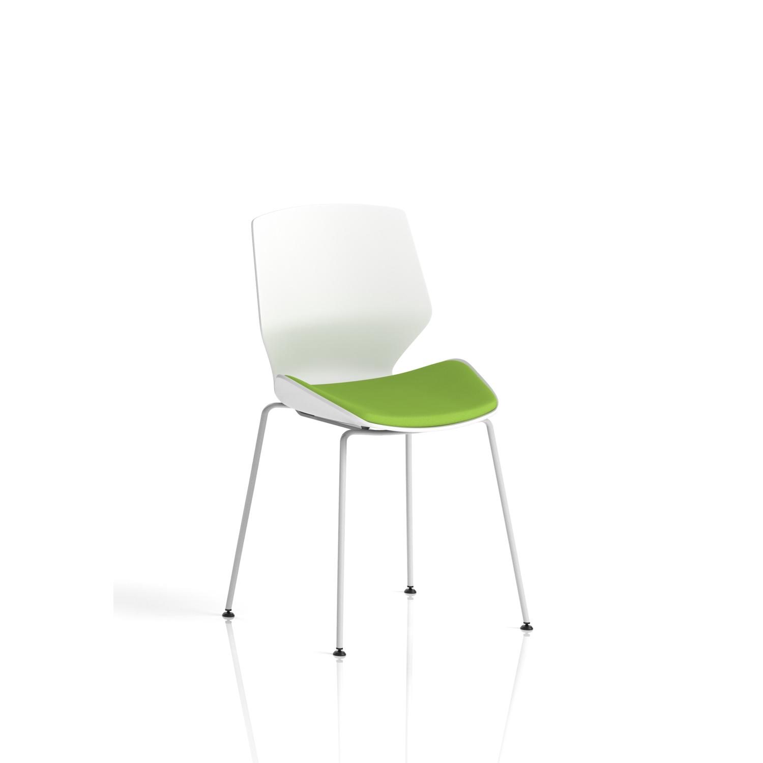 Florence White Frame Visitor Chair Bespoke Colour Seat Myrrh Green