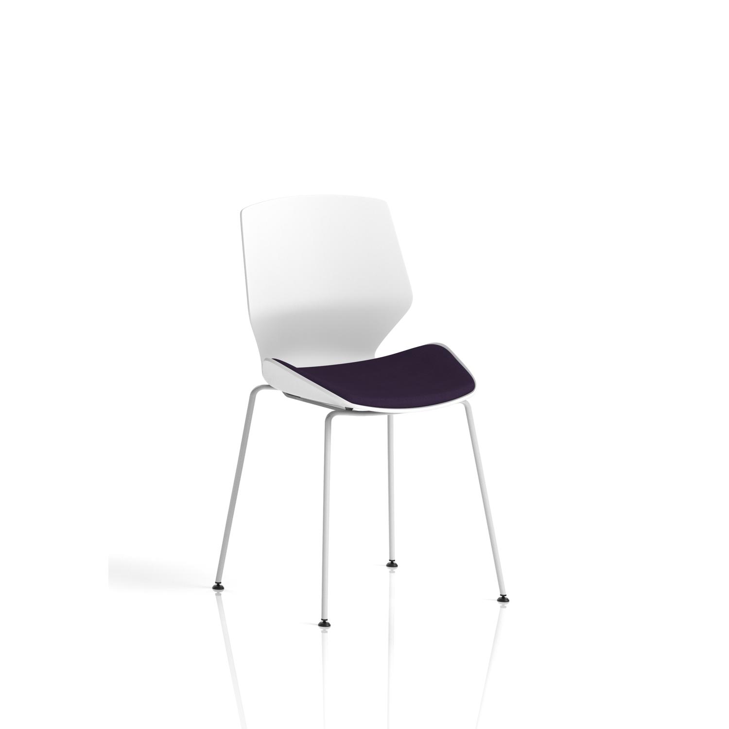Florence White Frame Visitor Chair Bespoke Colour Seat Tansy Purple