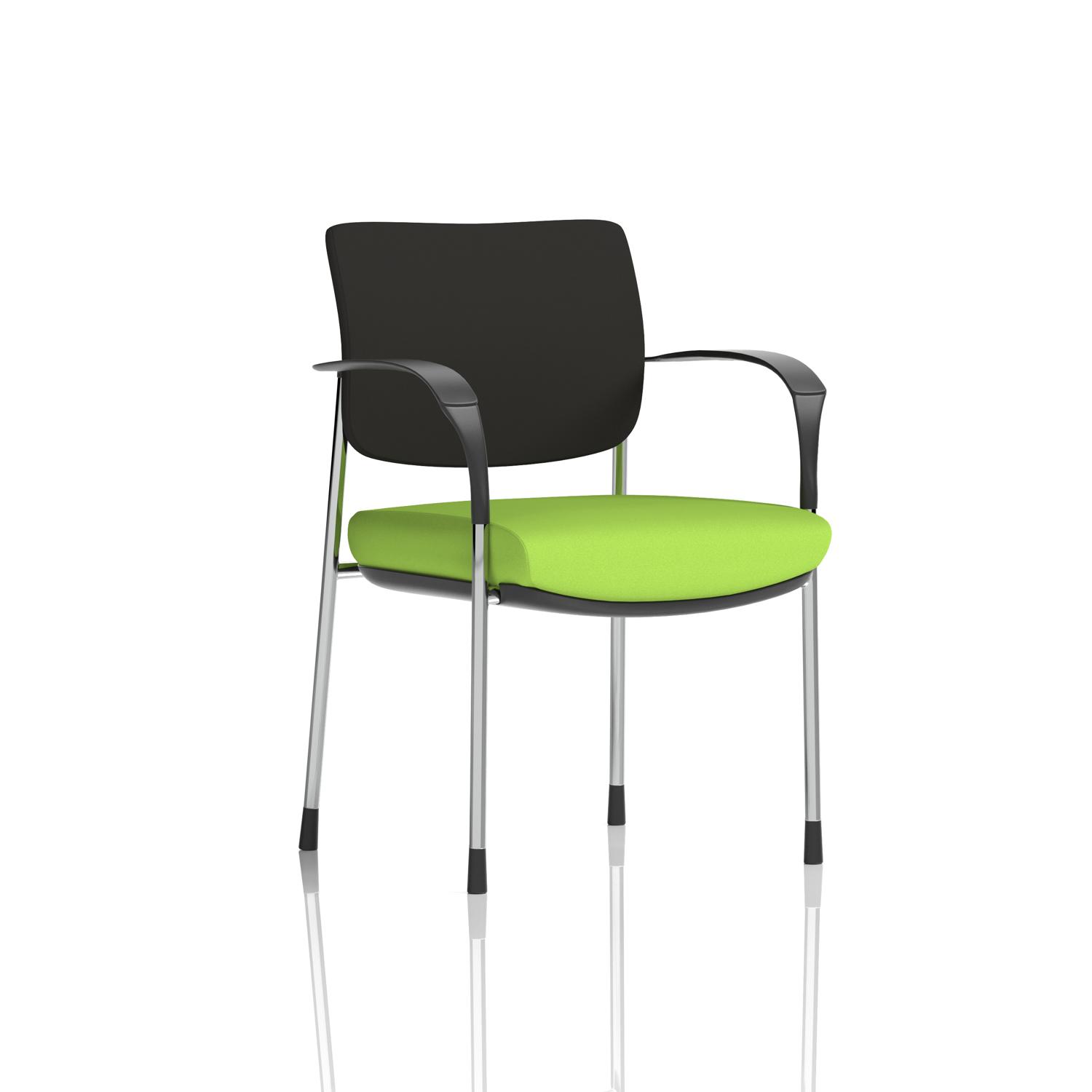 Brunswick Deluxe With Arms Chrome Frame Black Fabric Back Bespoke Colour Seat Myrrh Green